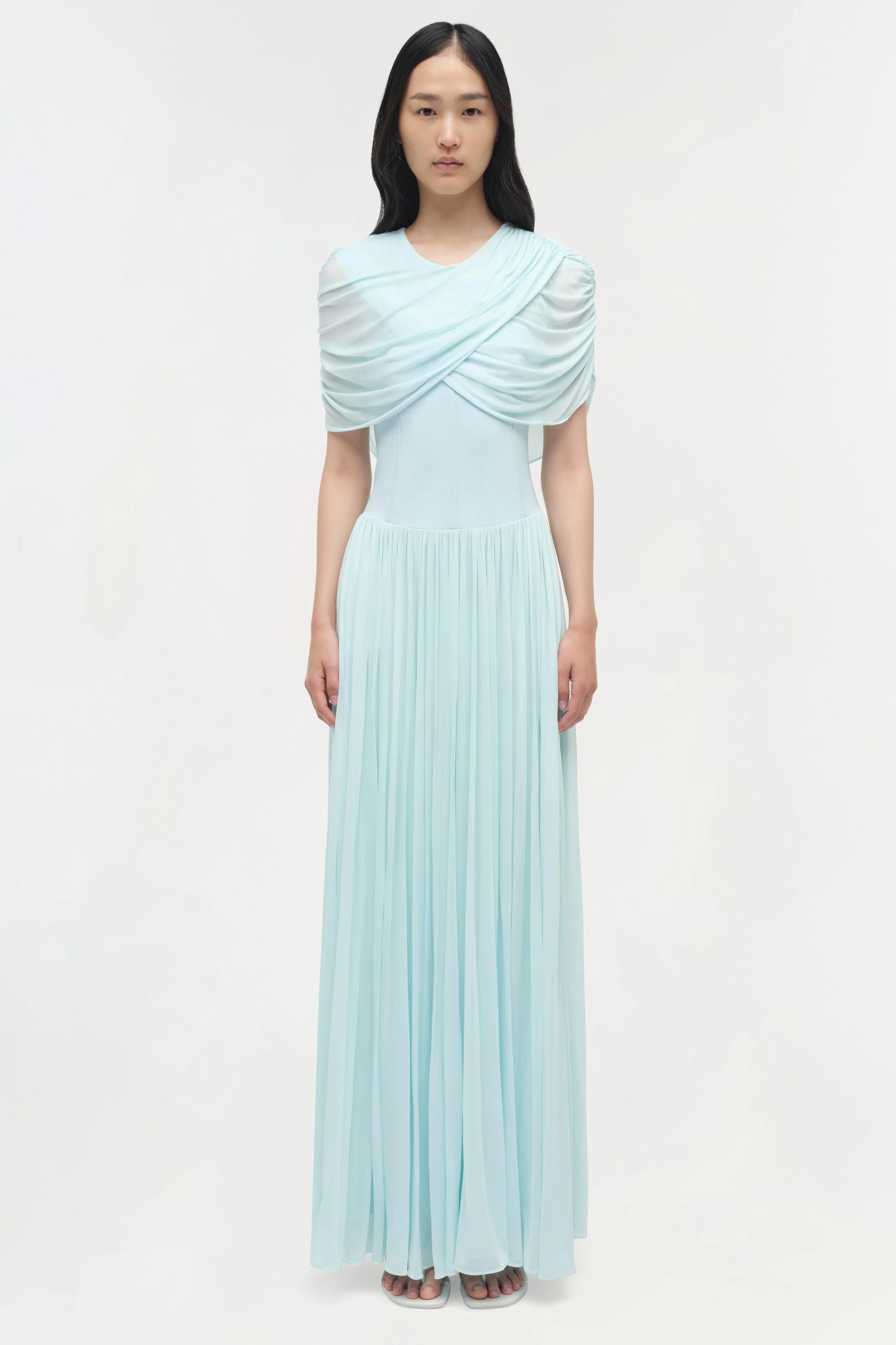 Nancie Draped Jersey Cape Maxi Dress - Image 6