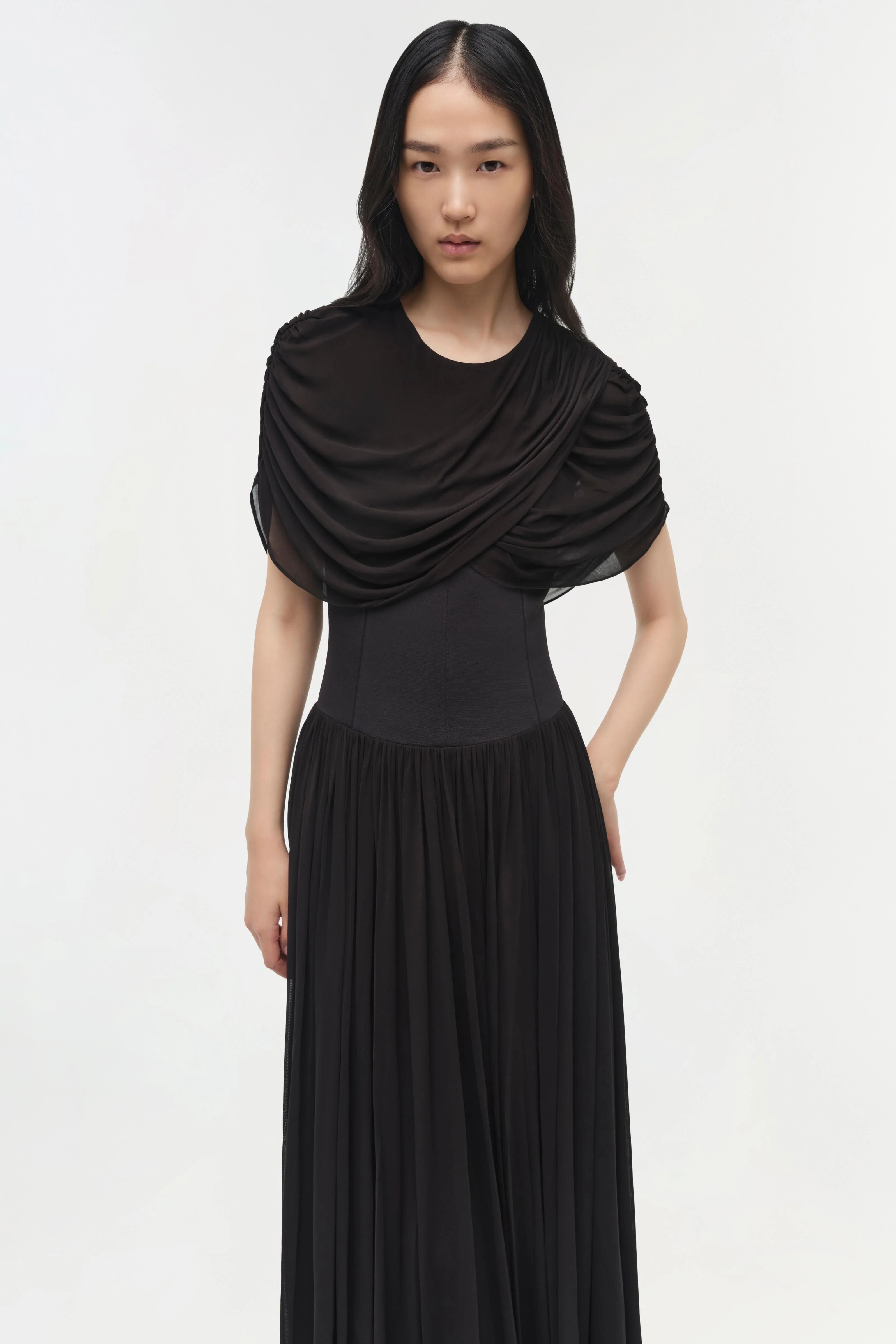 Nancie Draped Jersey Cape Maxi Dress - Image 3
