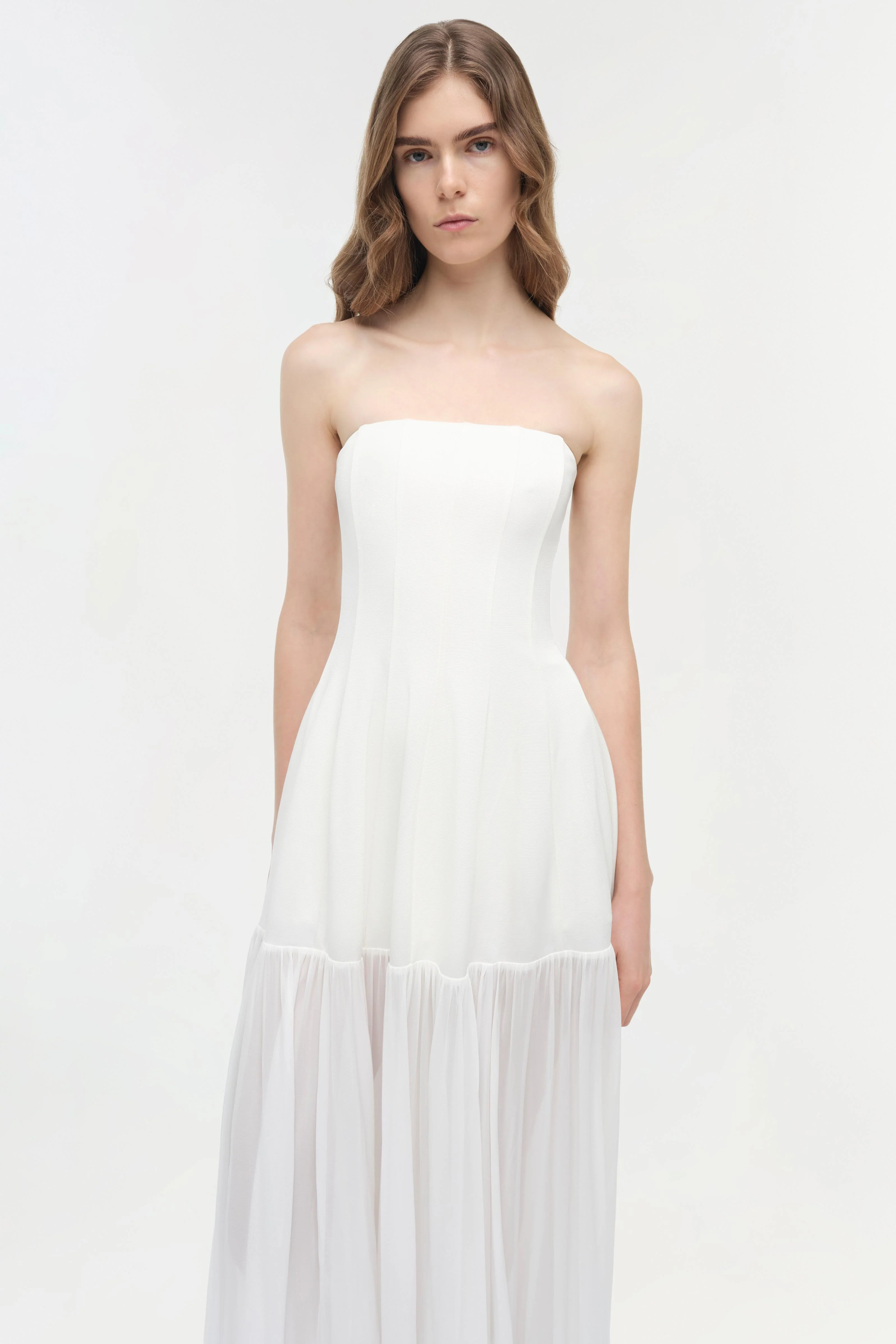 Sandrine Draped Jersey Bustier Midi Dress - Image 3
