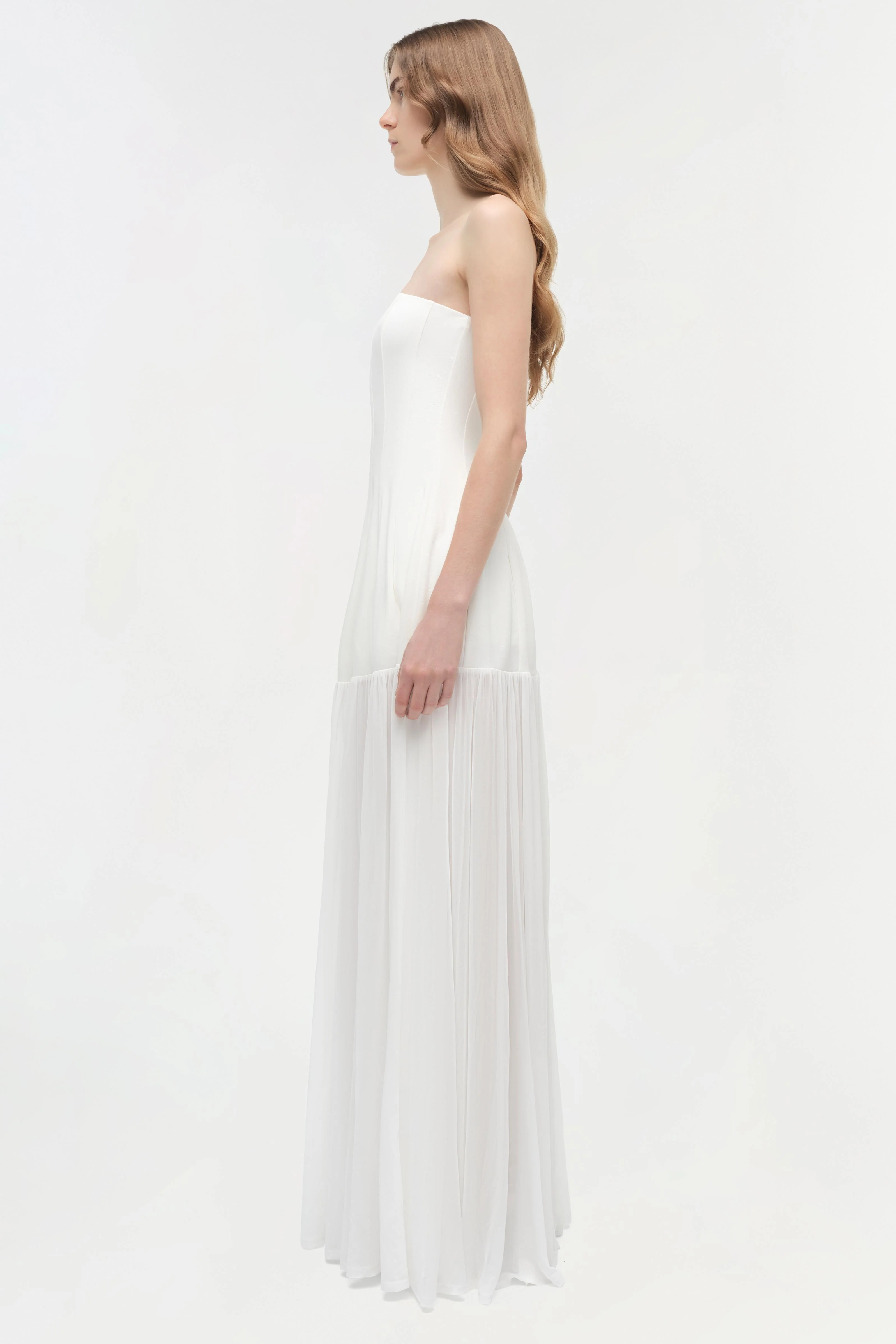 Sandrine Draped Jersey Bustier Midi Dress - Image 4