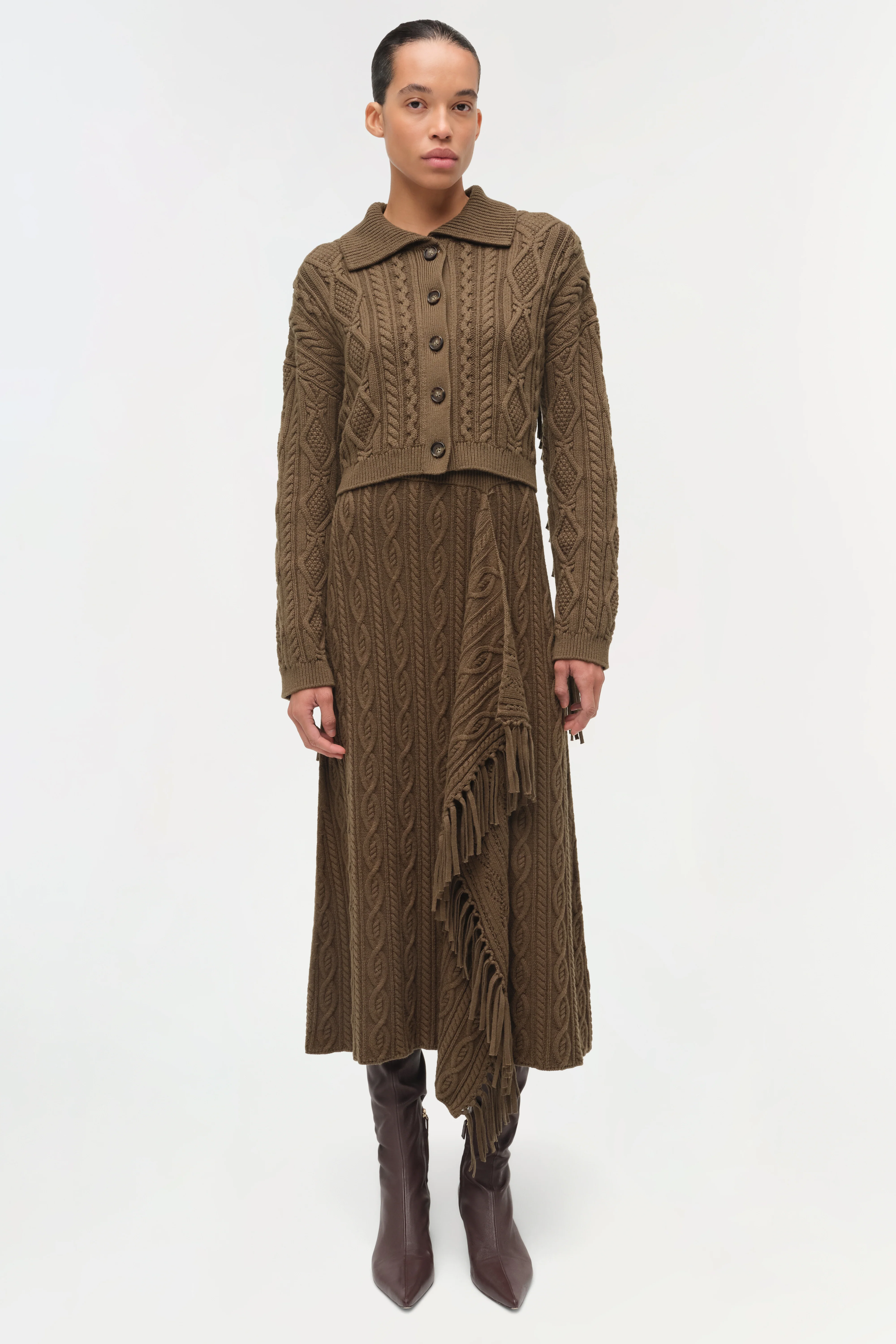 Kara Wool Fringe Midi Skirt - Image 2