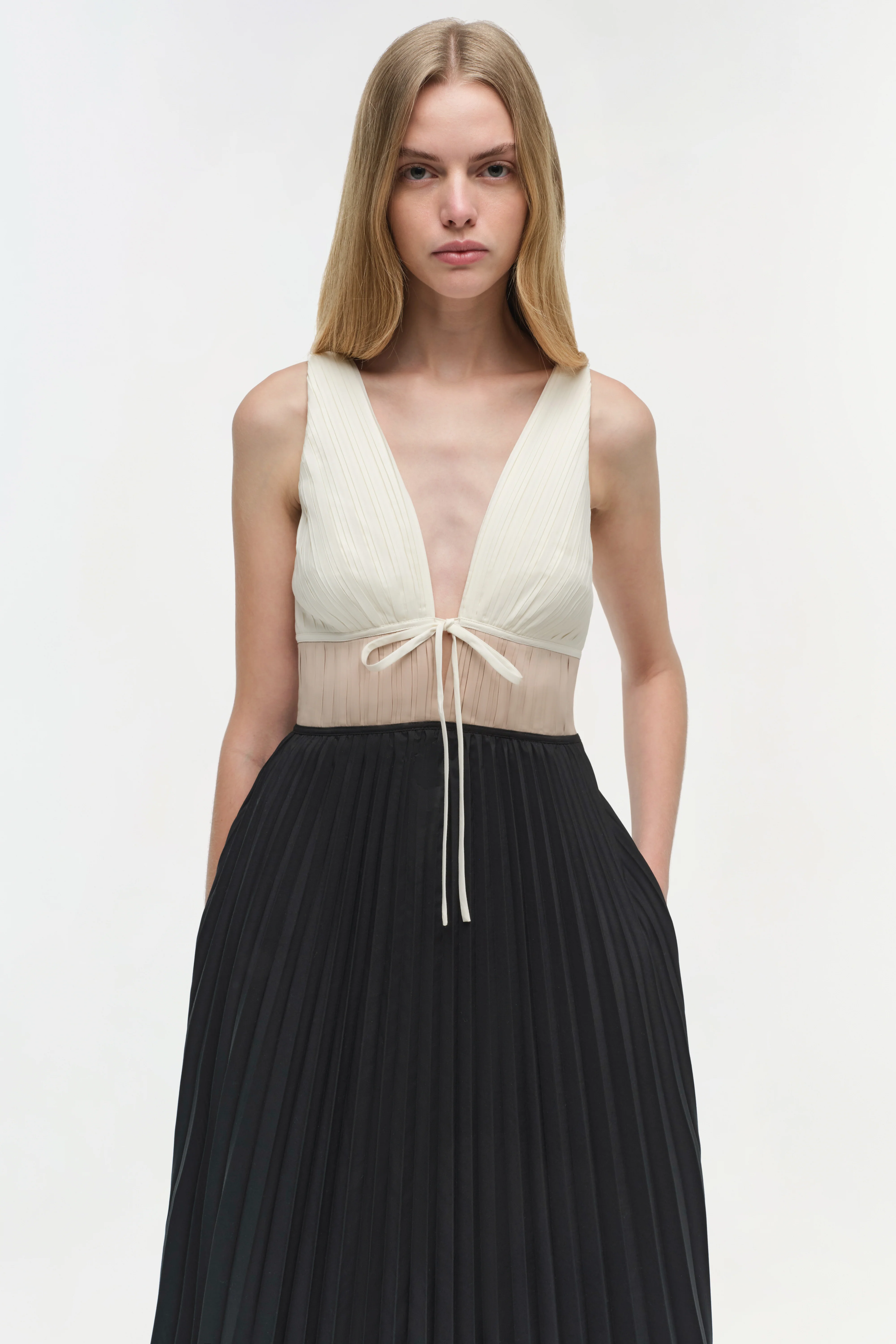 Stephanie Pleated Poplin Midi Dress - Image 3