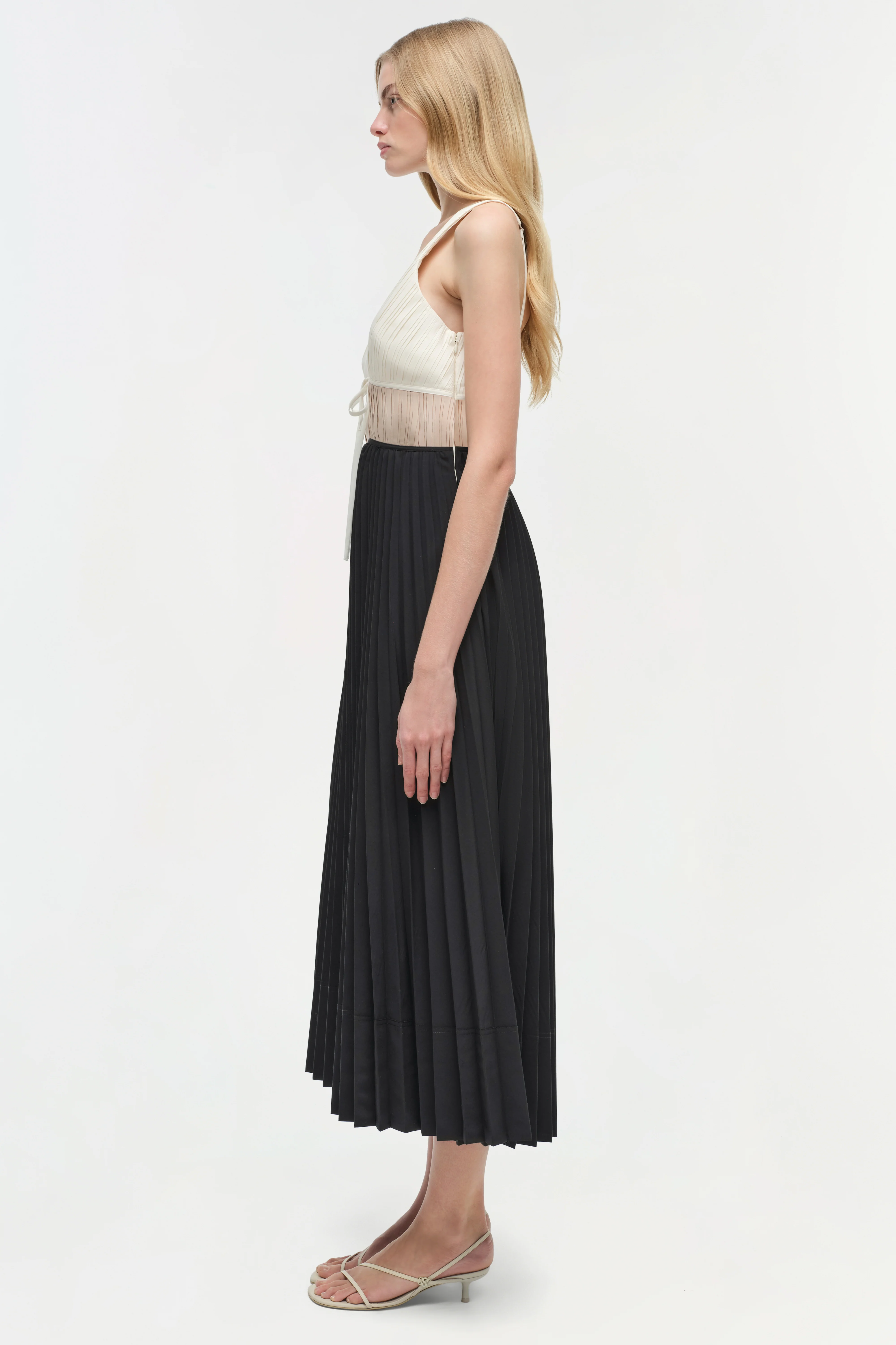 Stephanie Pleated Poplin Midi Dress - Image 4