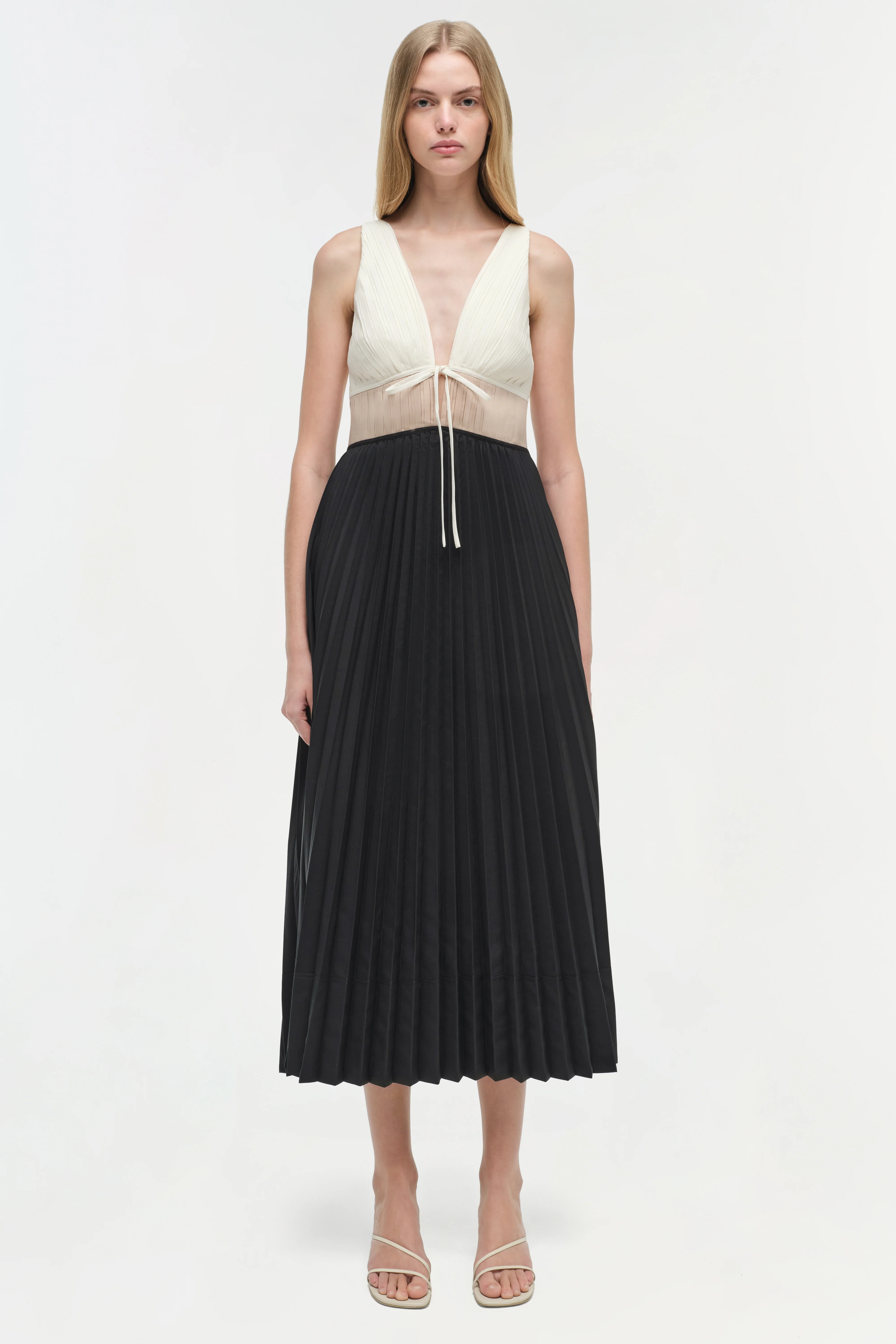 Stephanie Pleated Poplin Midi Dress - Image 6