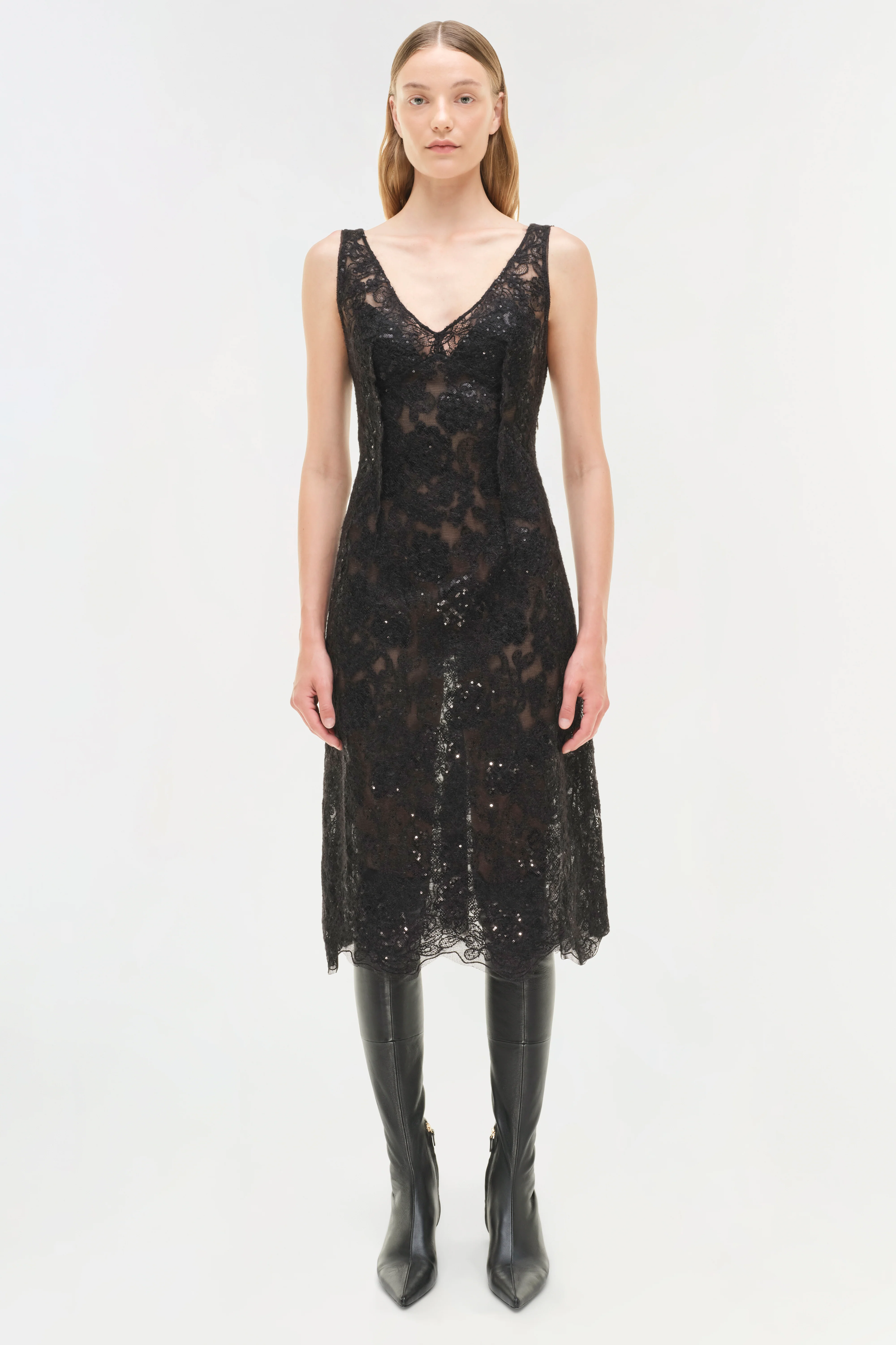 Delphine Sequin Lace Midi Dress - Image 7