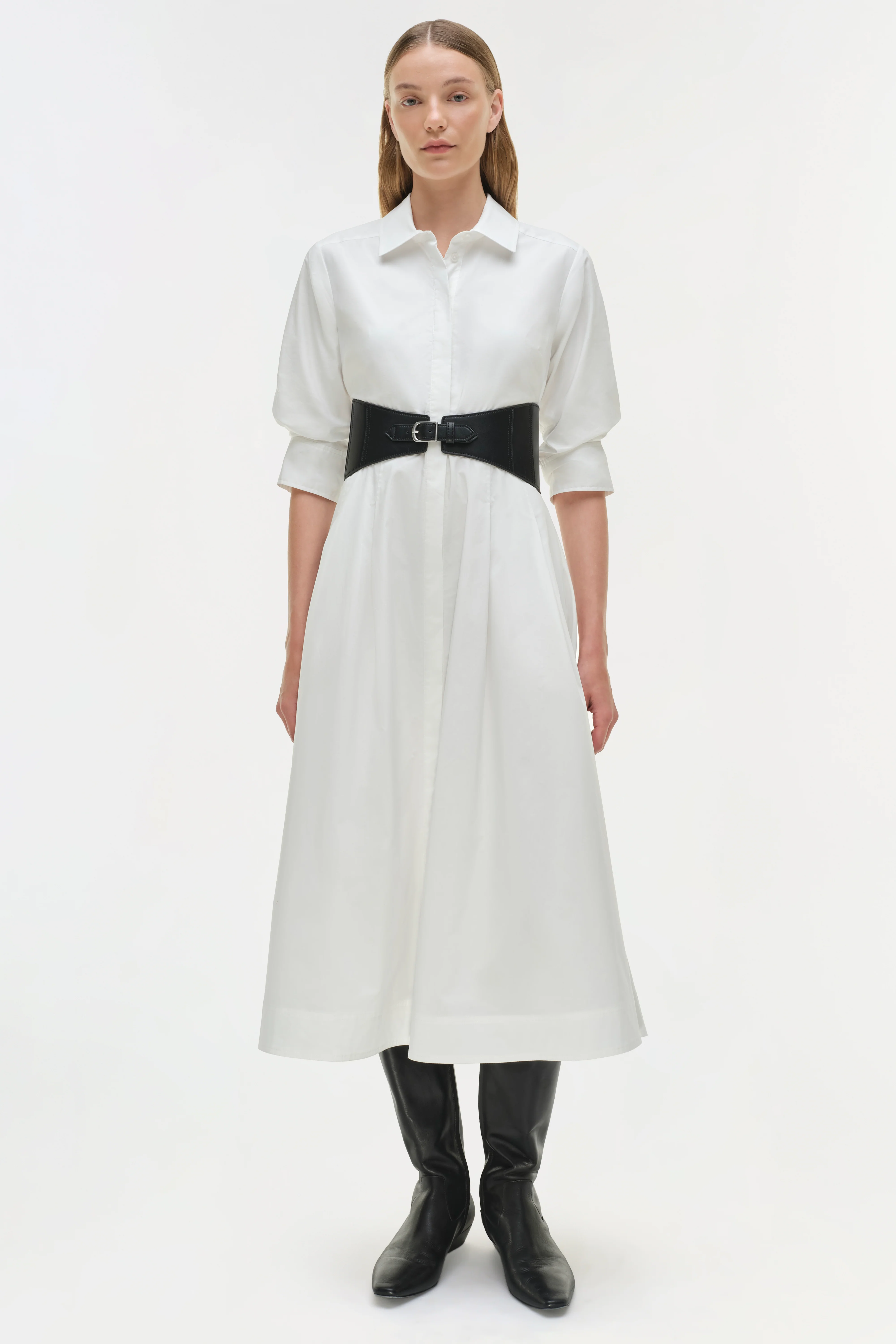 Olson Belted Cotton Midi Dress - Image 3