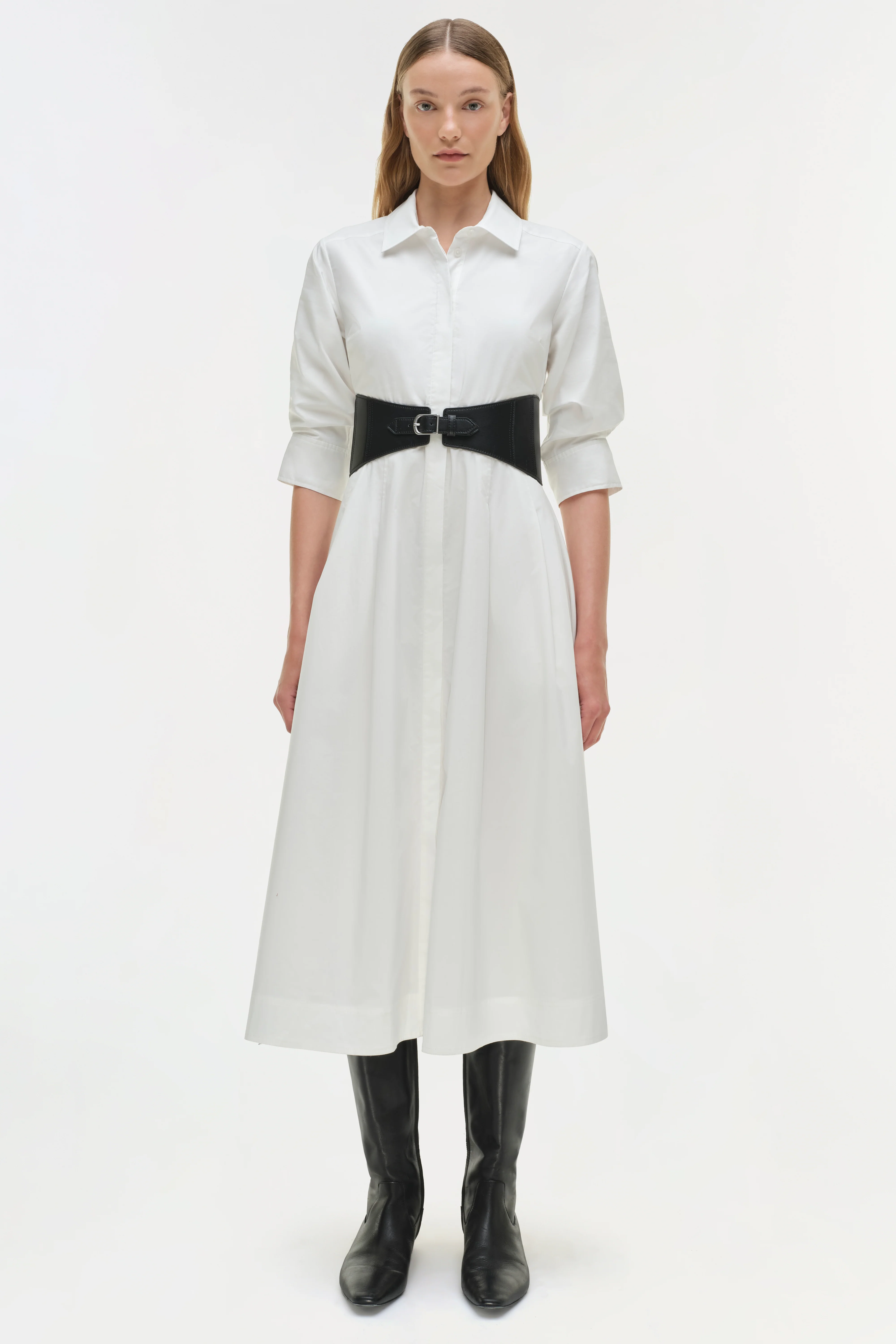 Olson Belted Cotton Midi Dress - Image 7