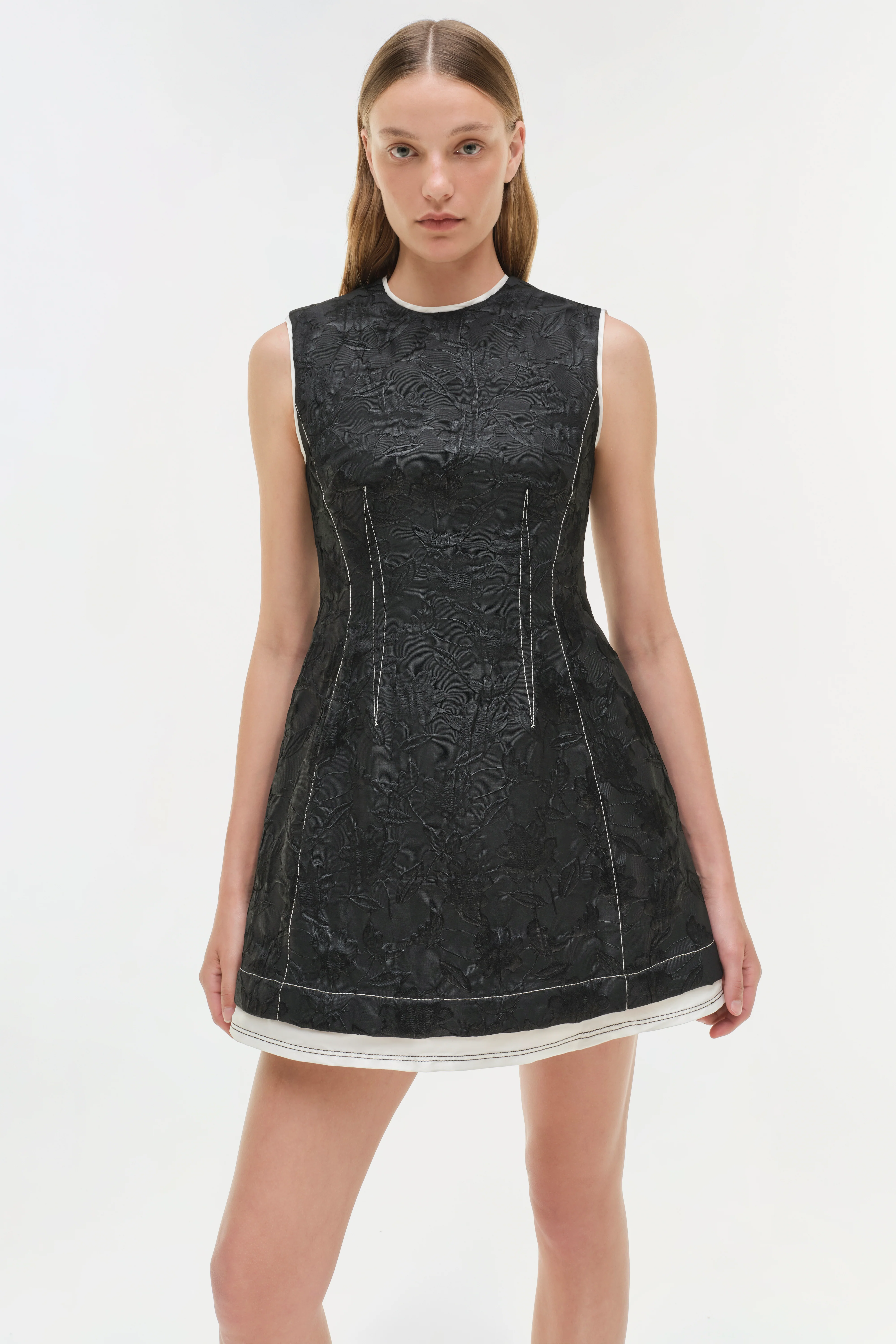 Audrina Jacquard Mini Dress - Image 3