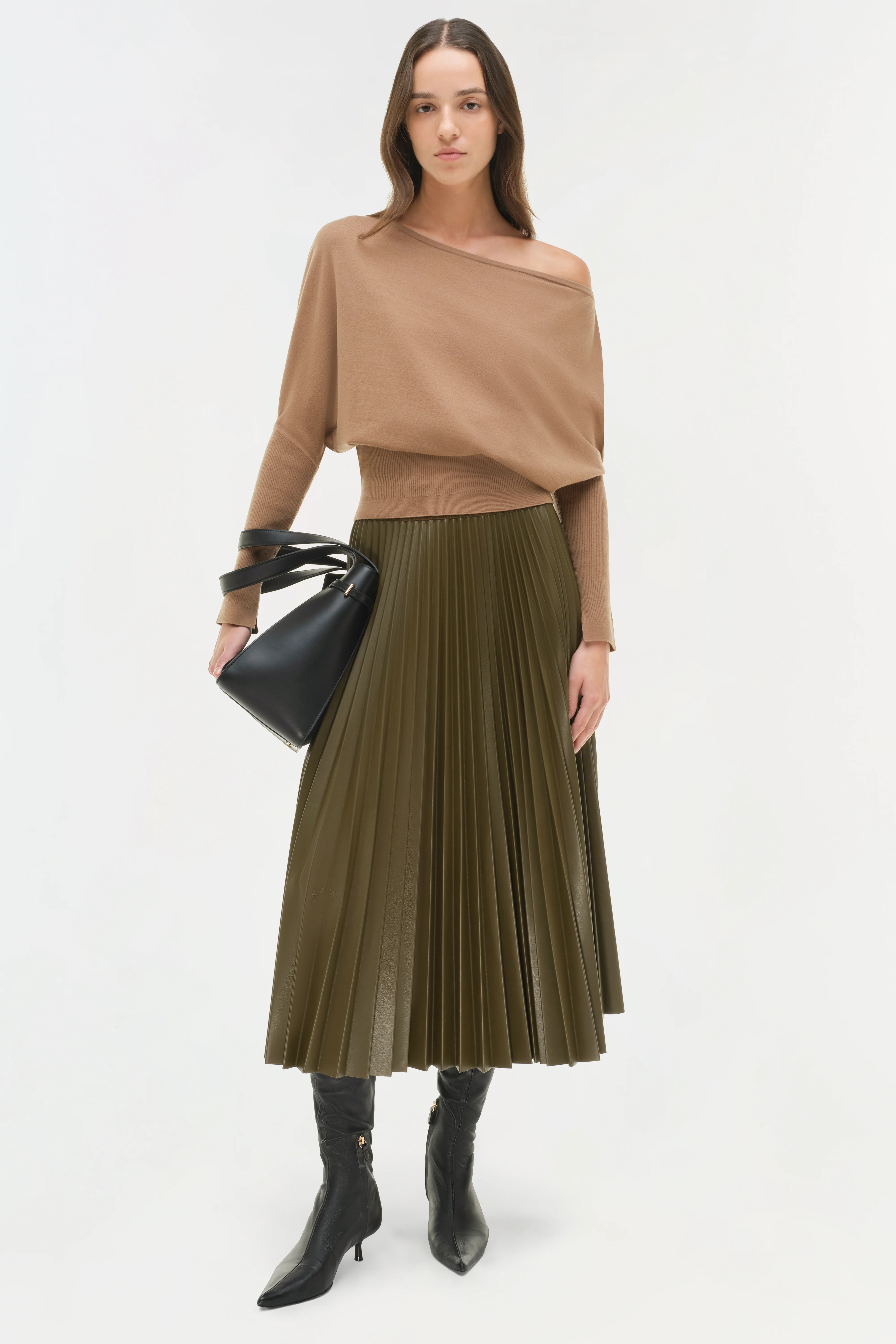 Kezia Vegan Leather Midi Skirt - Image 2