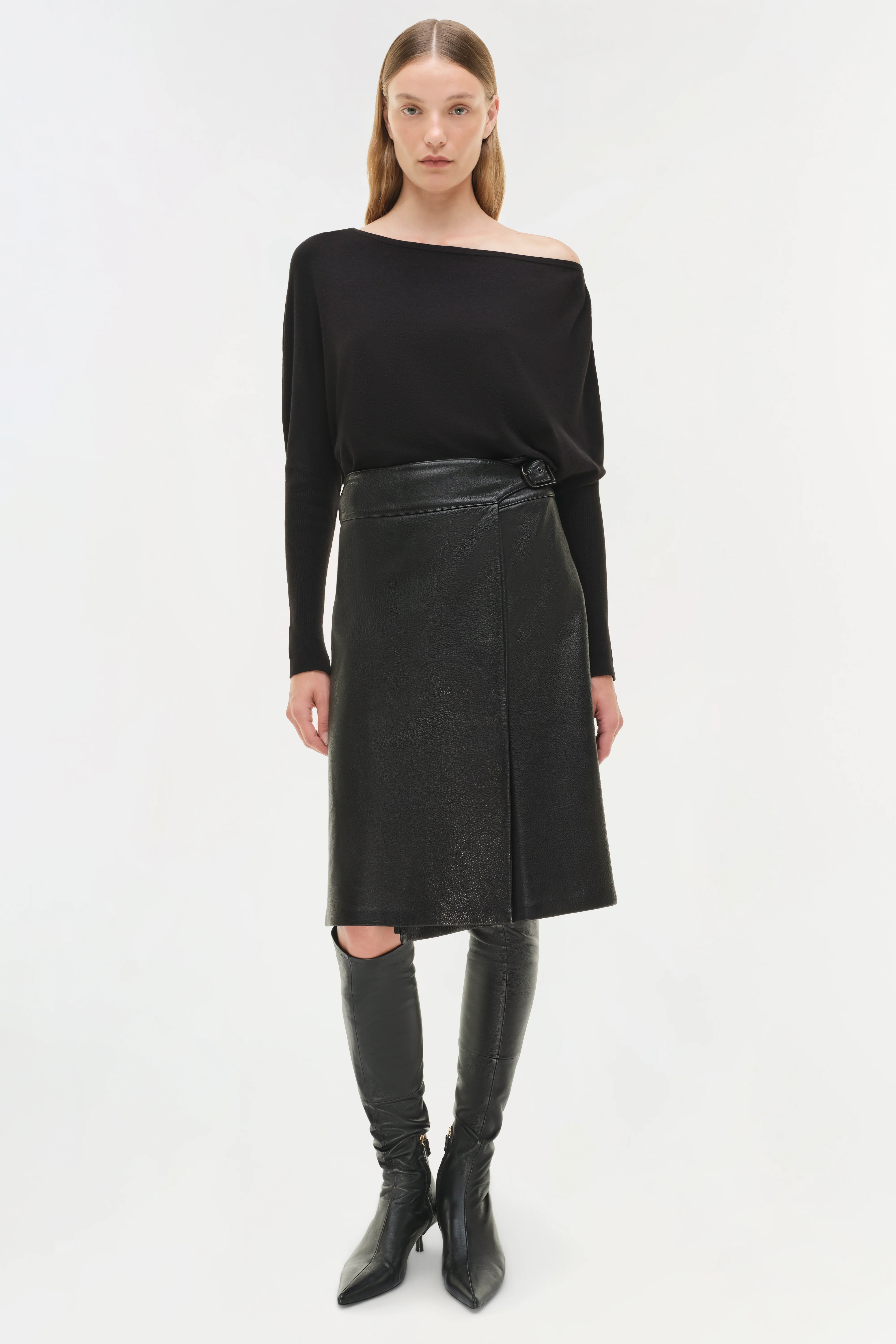 Raddix Leather Midi Skirt - Image 3