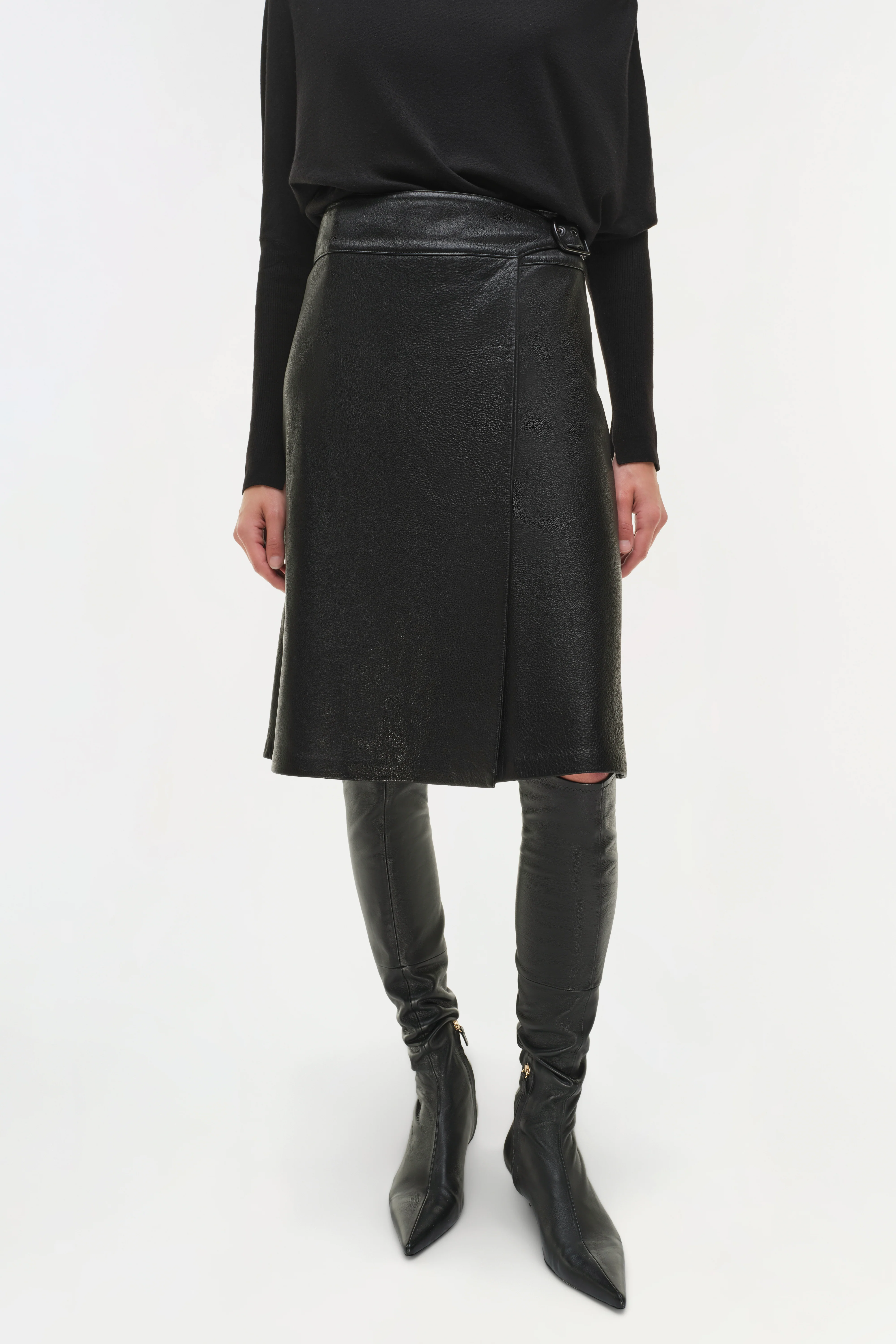 Raddix Leather Midi Skirt - Image 4