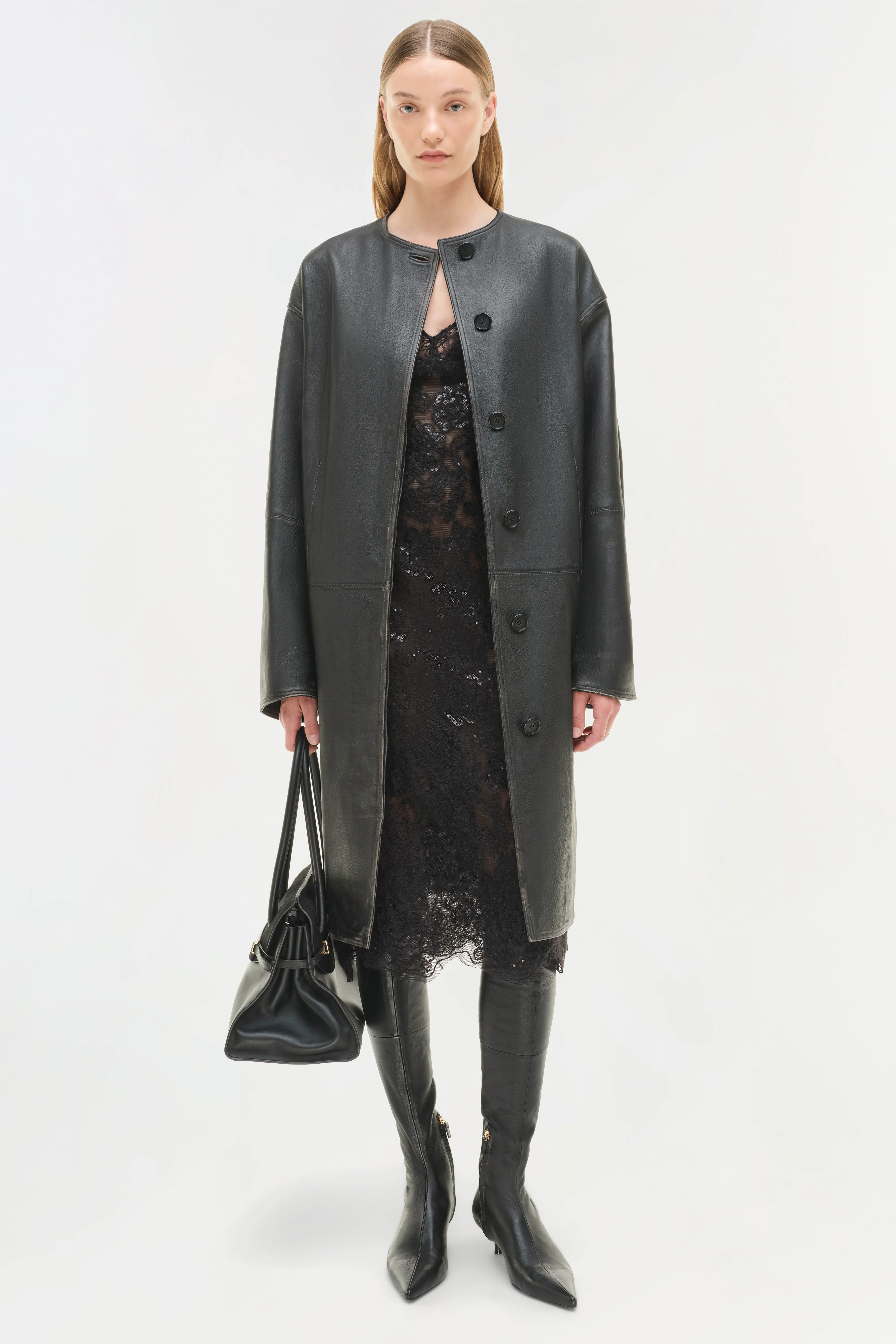 Autumn Full Length Leather Jacket - Image 3