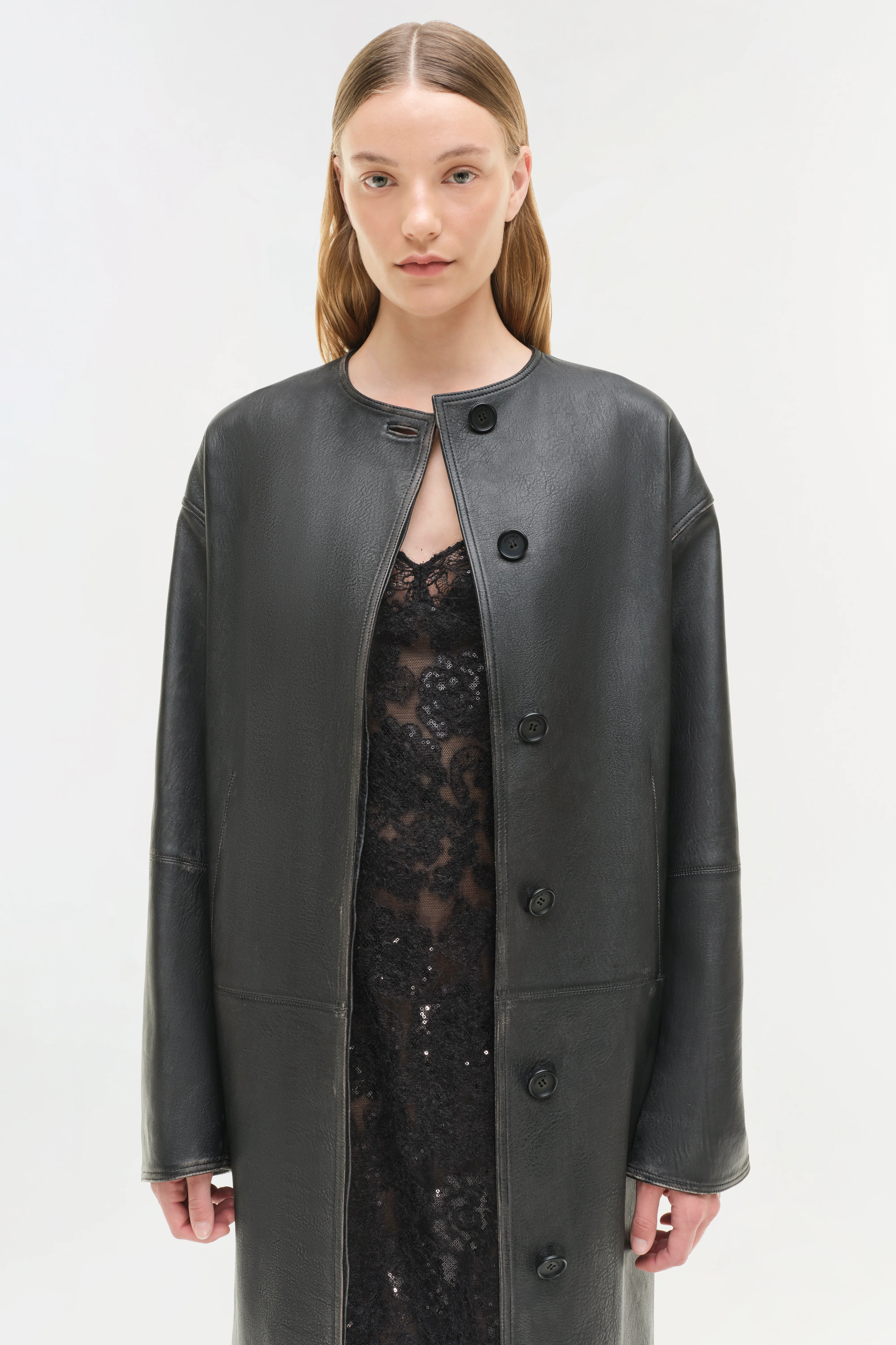 Autumn Full Length Leather Jacket - Image 4