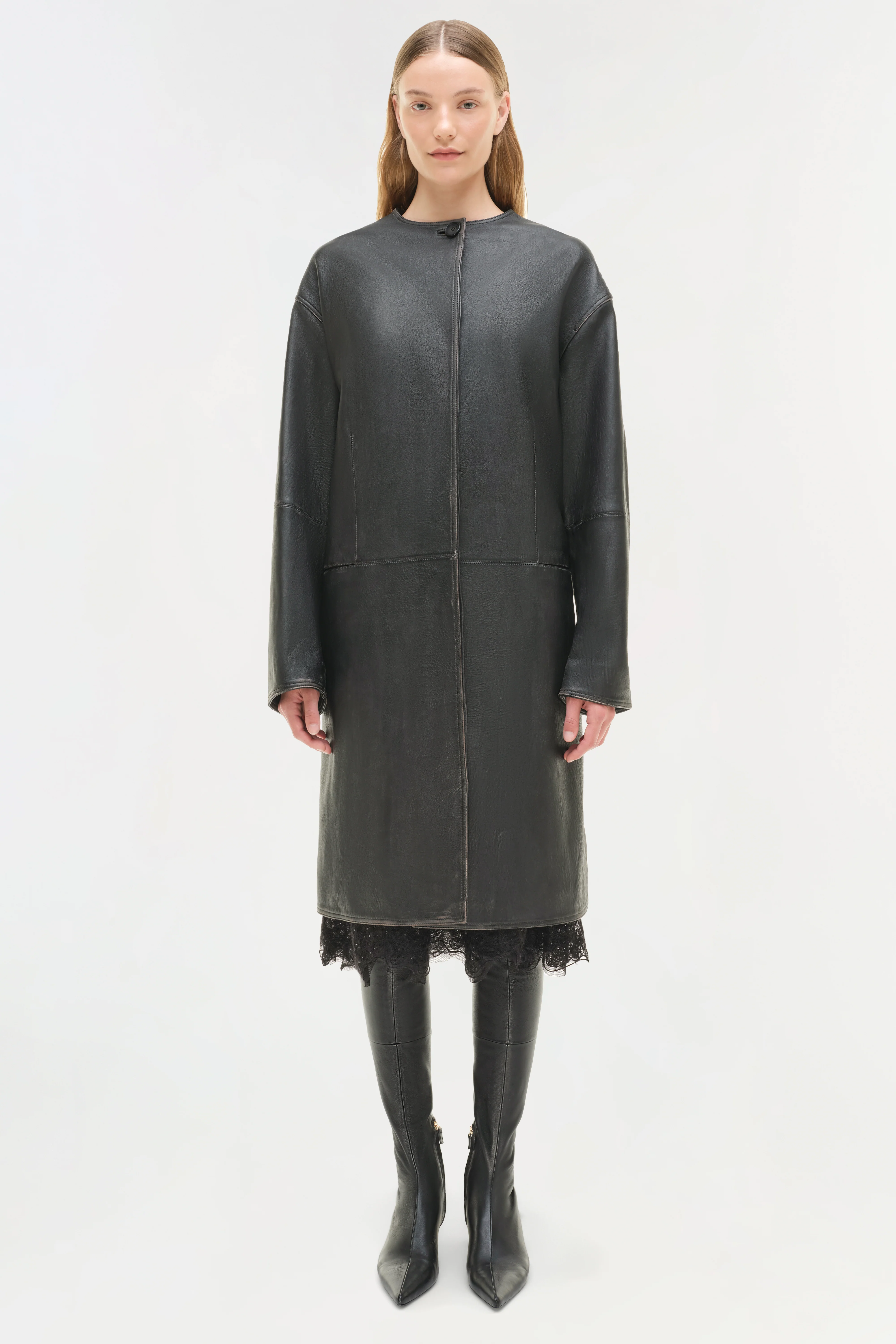 Autumn Full Length Leather Jacket - Image 5