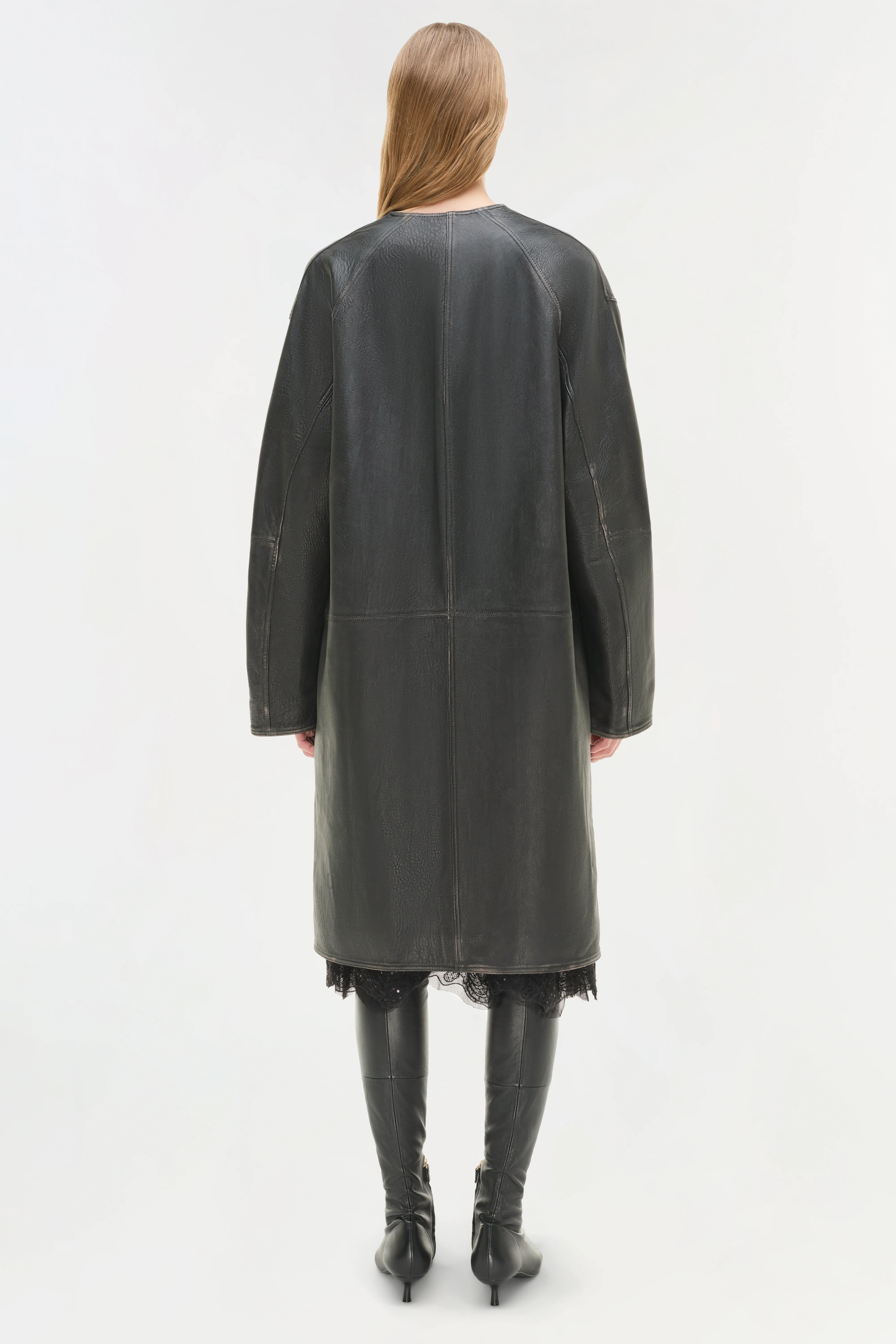 Autumn Full Length Leather Jacket - Image 7