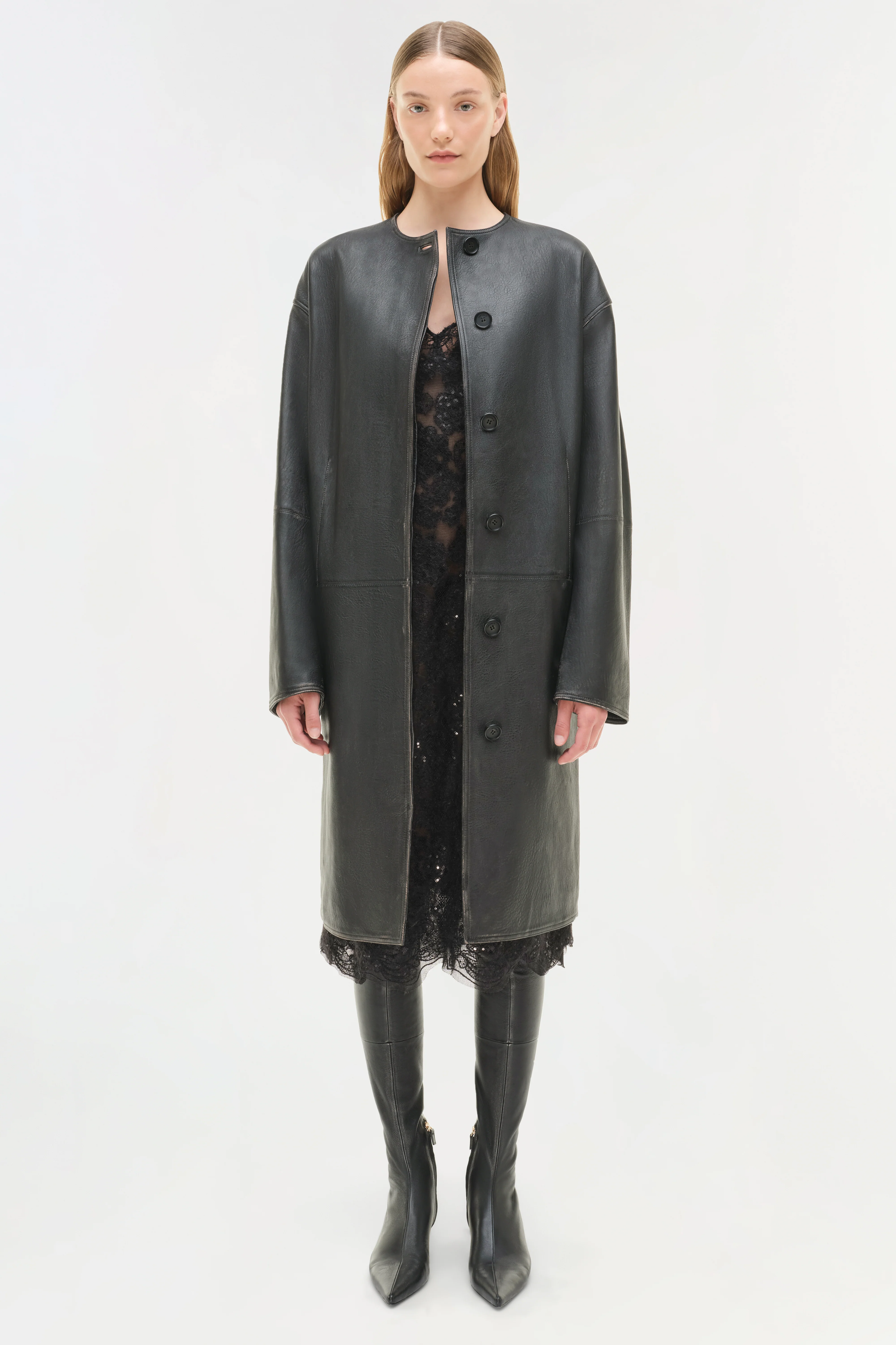 Autumn Full Length Leather Jacket - Image 8