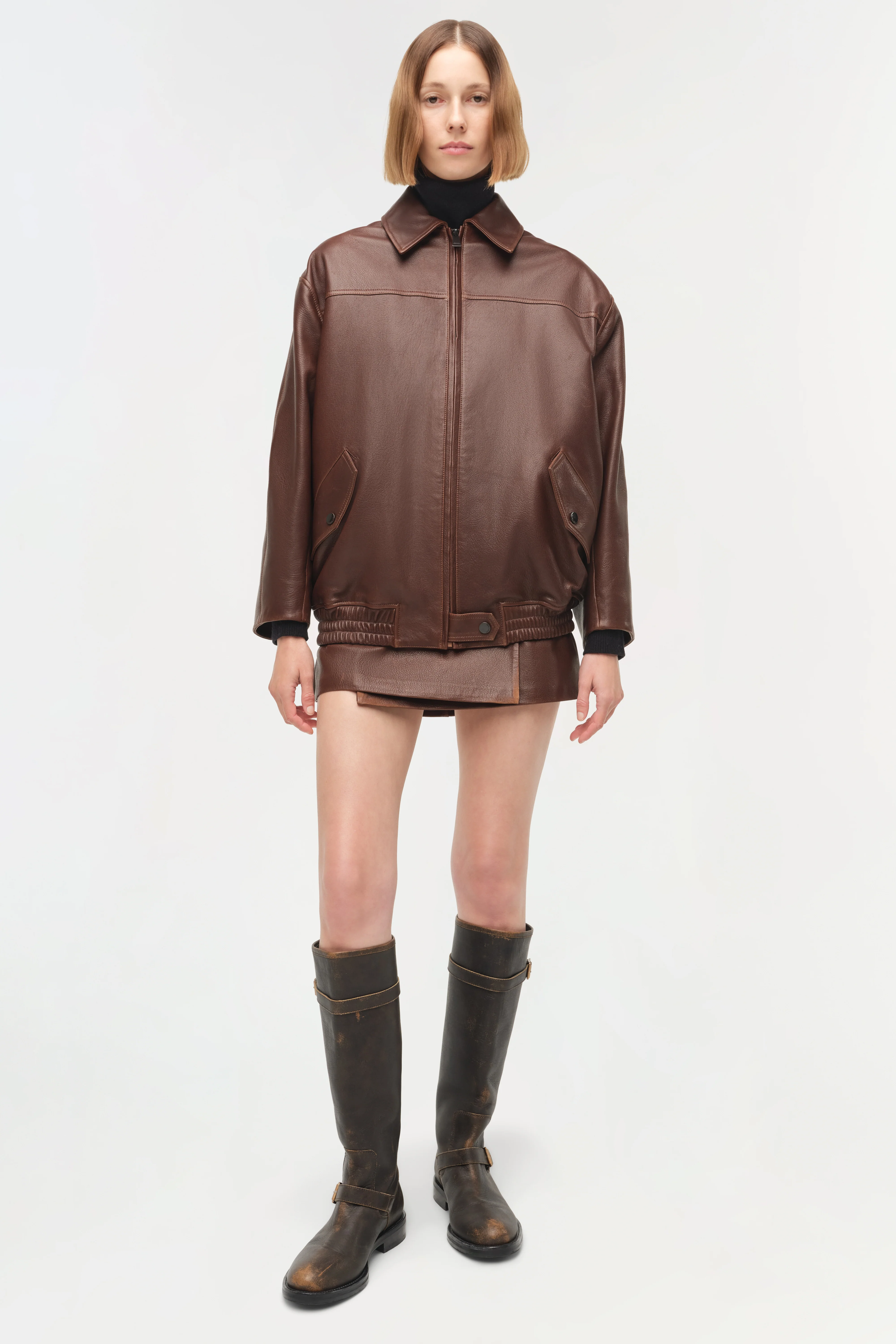 Huntington Oversized Leather Jacket - Image 3