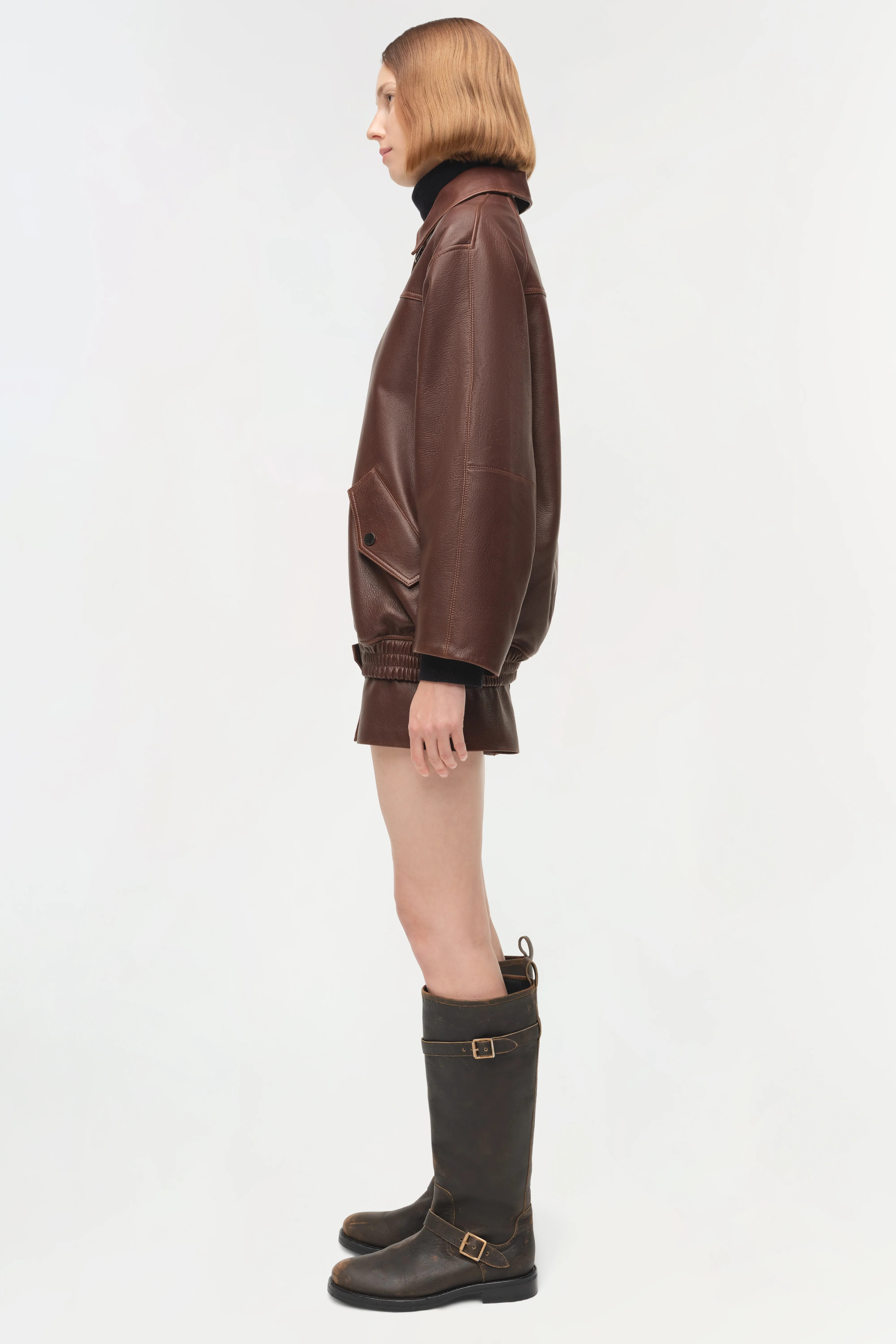 Huntington Oversized Leather Jacket - Image 4