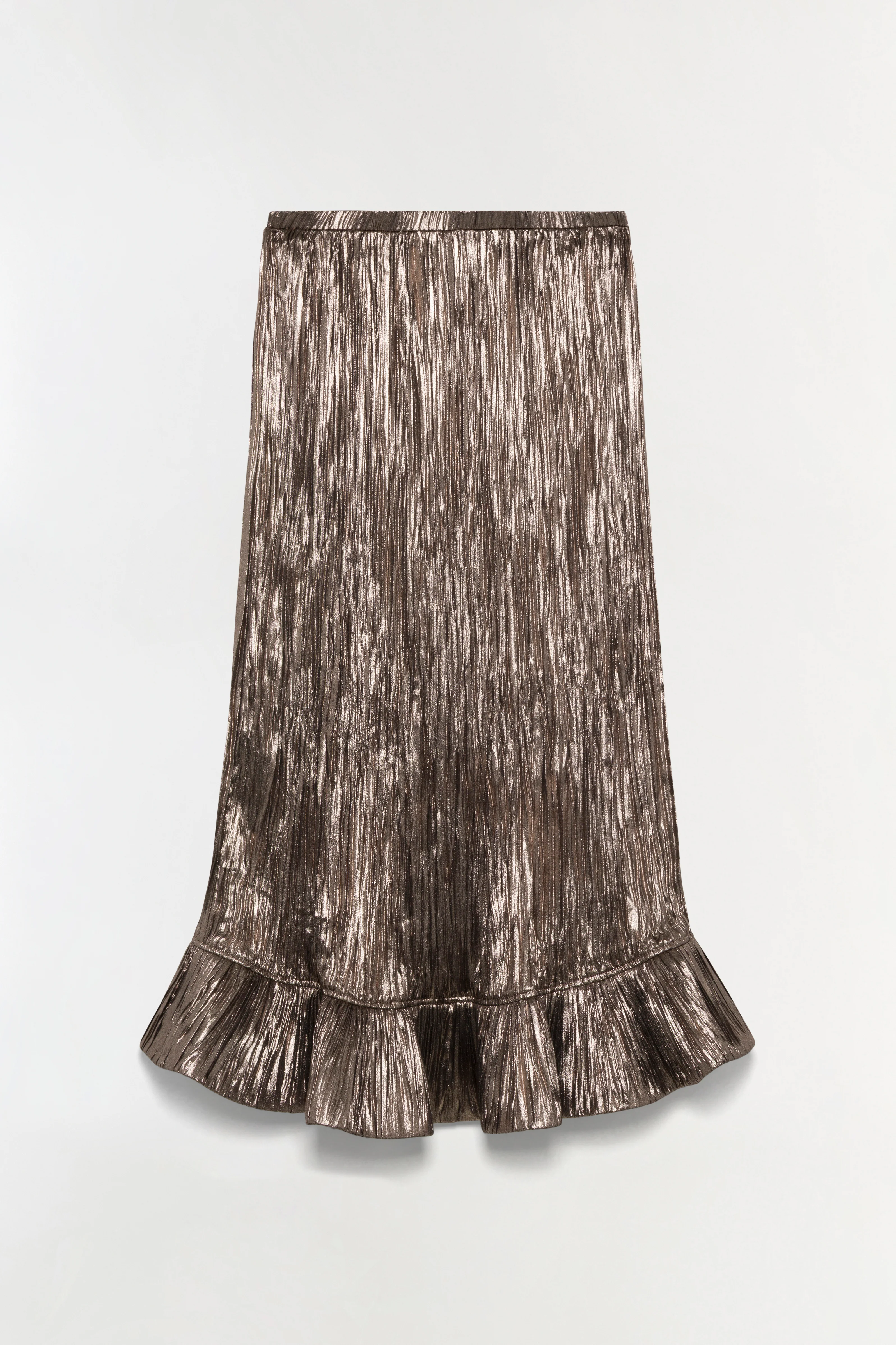 Roan Metallic Plisse Midi Skirt