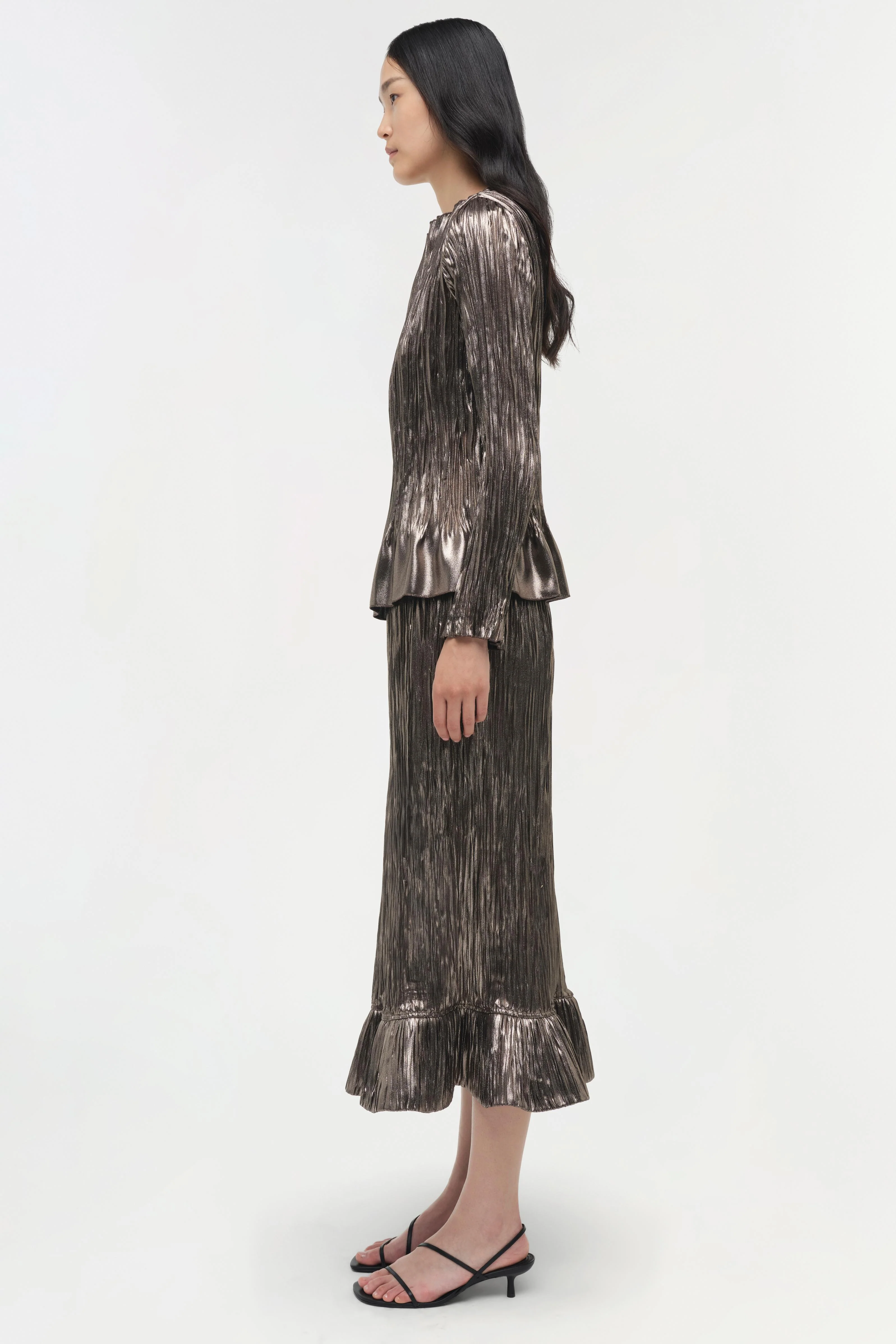 Roan Metallic Plisse Midi Skirt - Image 4