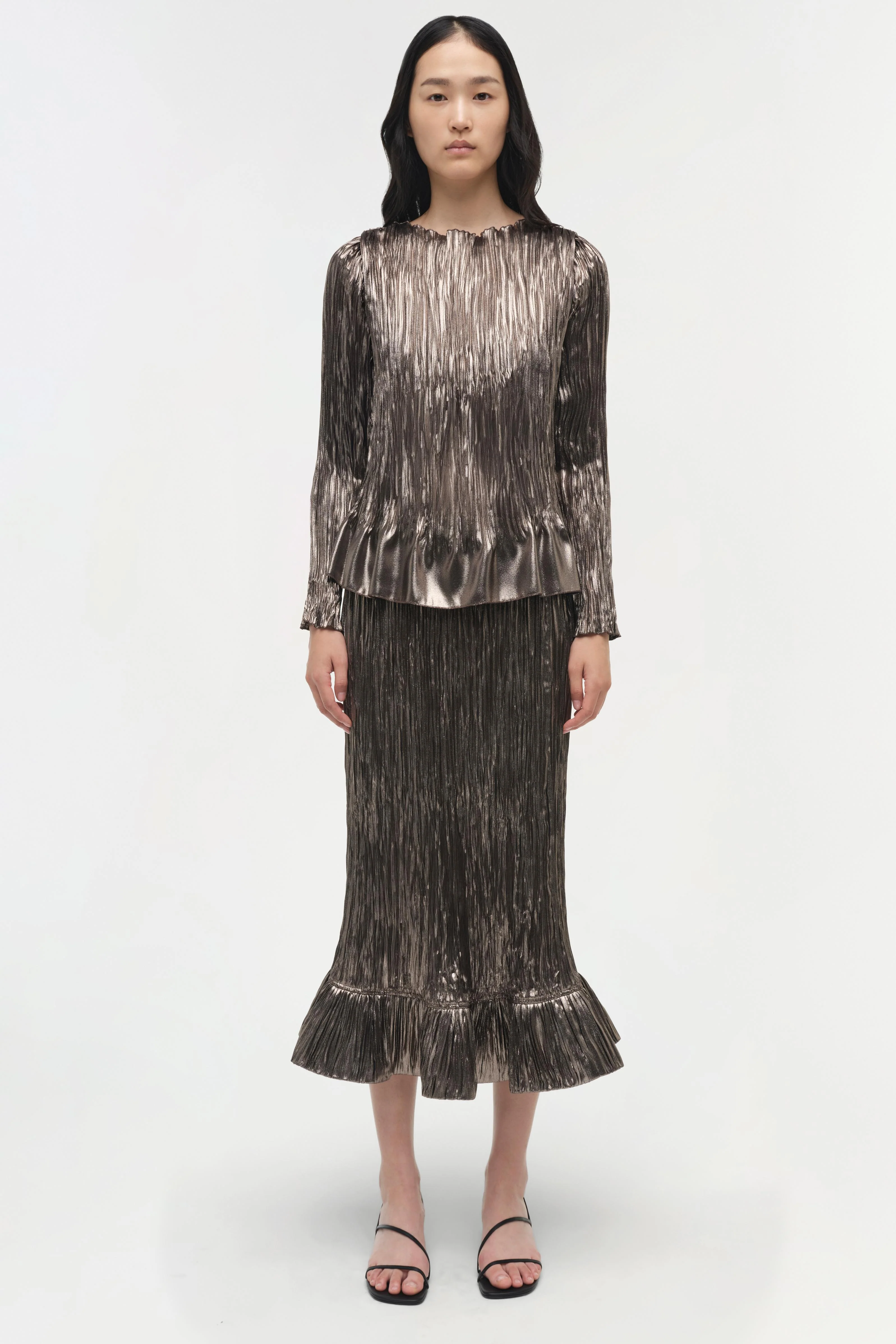 Roan Metallic Plisse Midi Skirt - Image 6