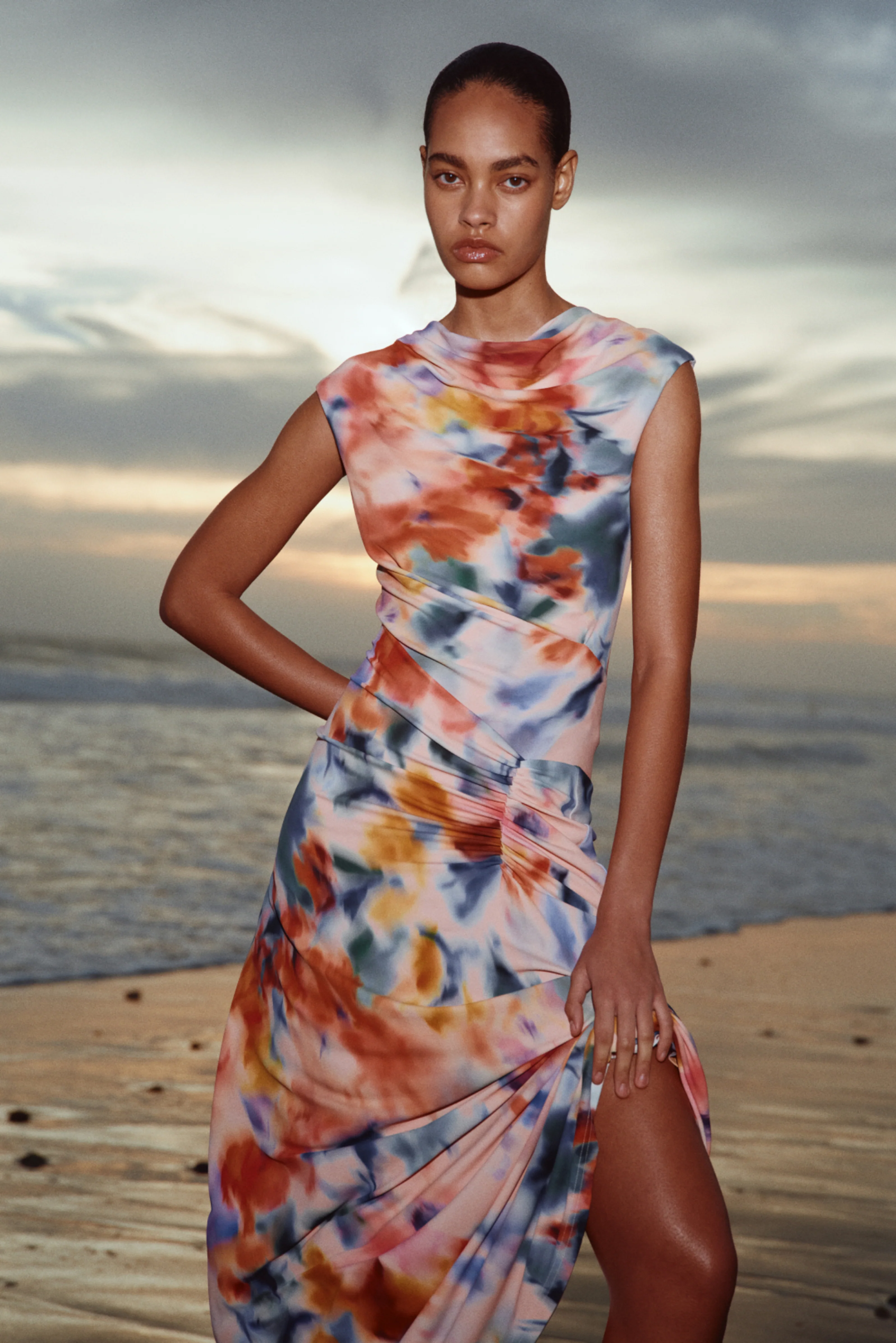 Acacia Draped Jersey Midi Dress - Image 3