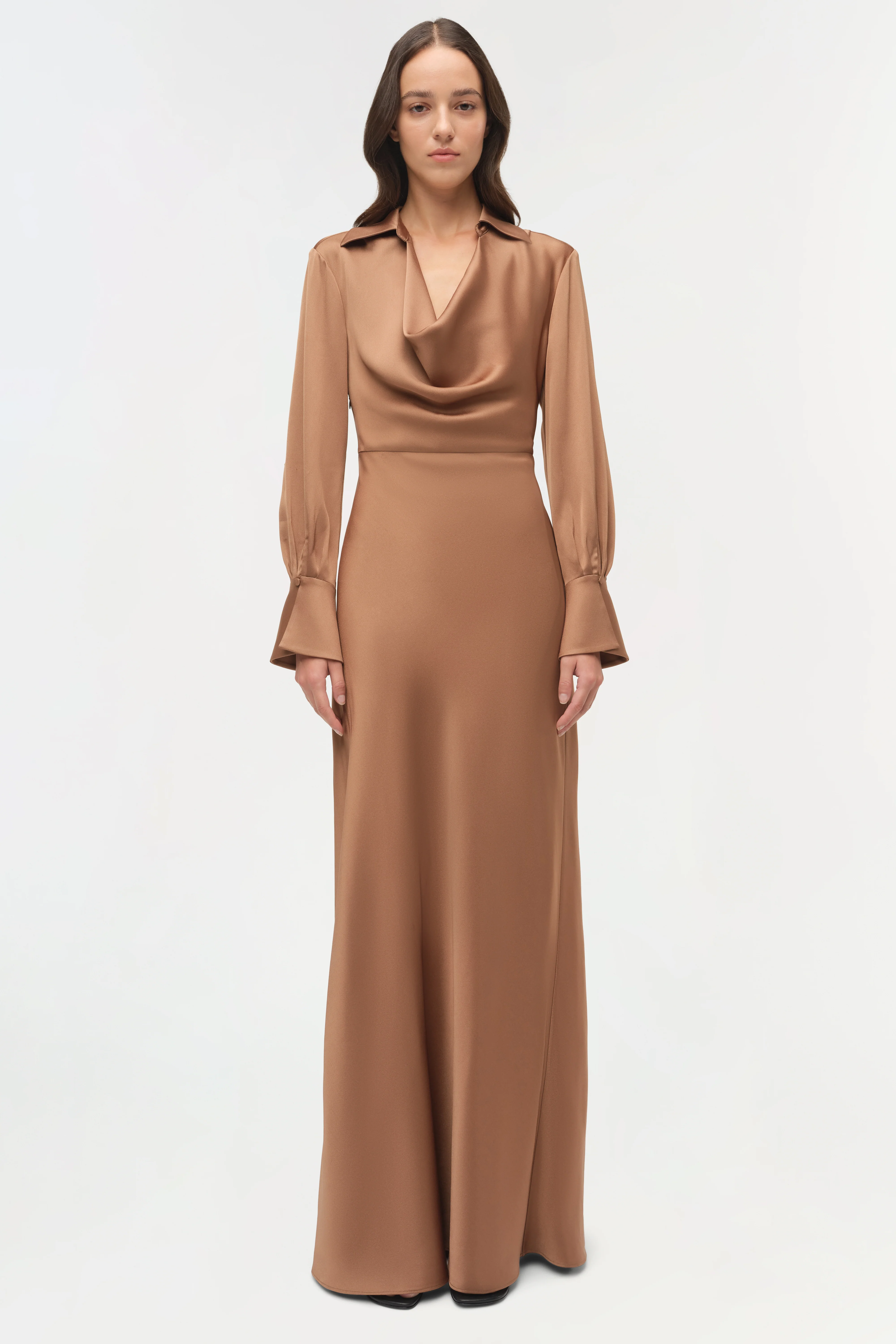 Adelle Draped Satin Gown - Image 6