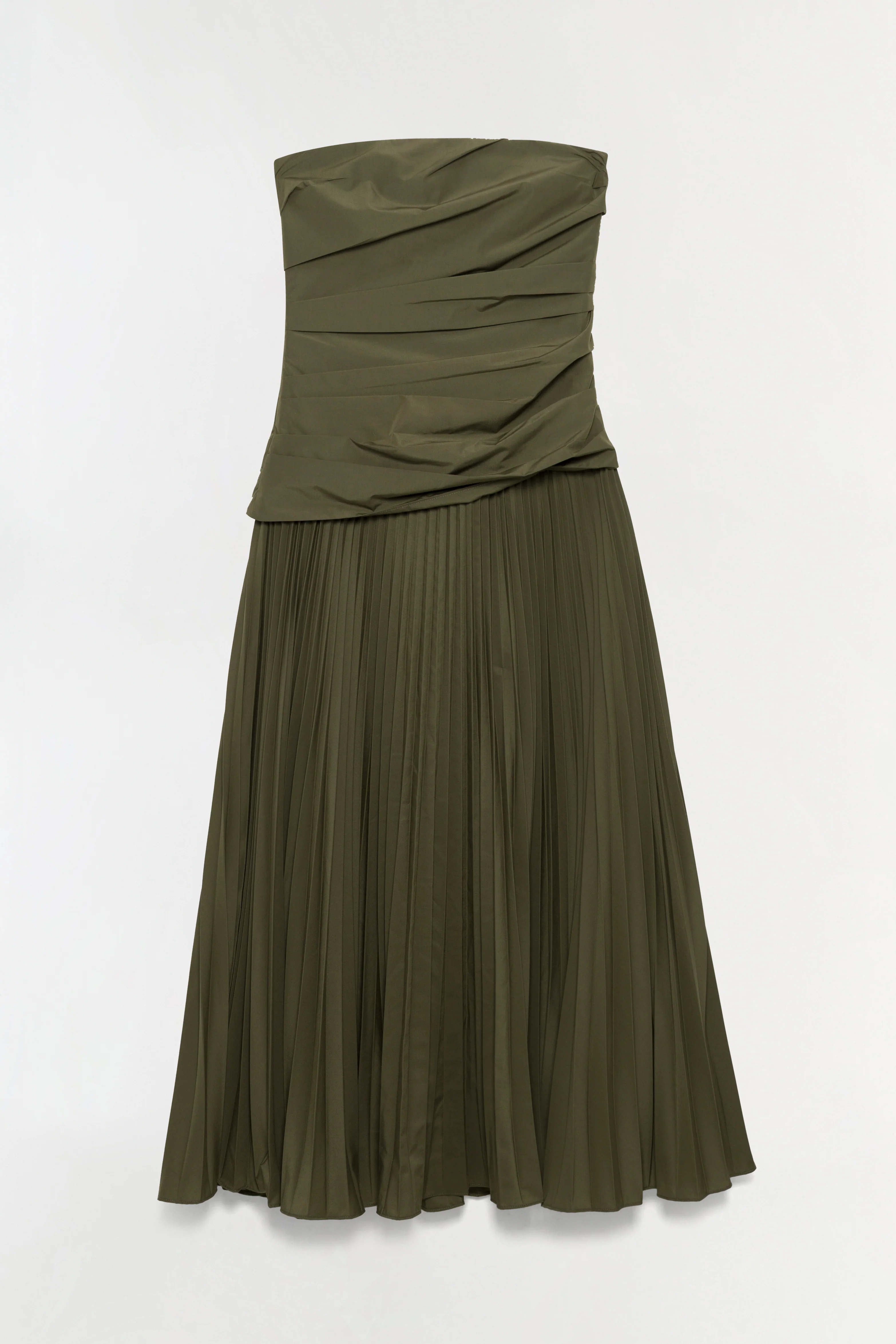 Arie Strapless Cotton Bustier Midi Dress