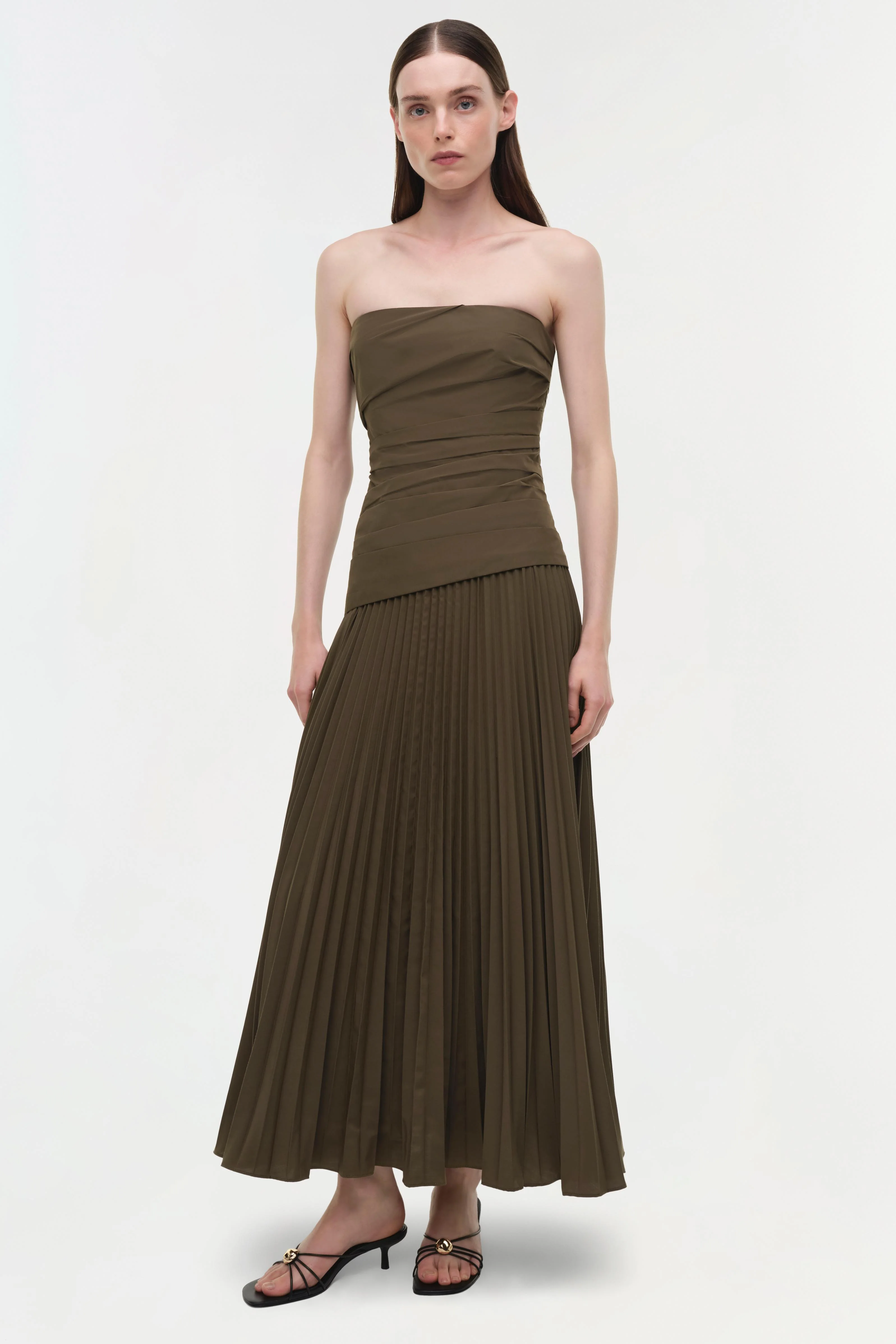 Arie Strapless Cotton Bustier Midi Dress - Image 2