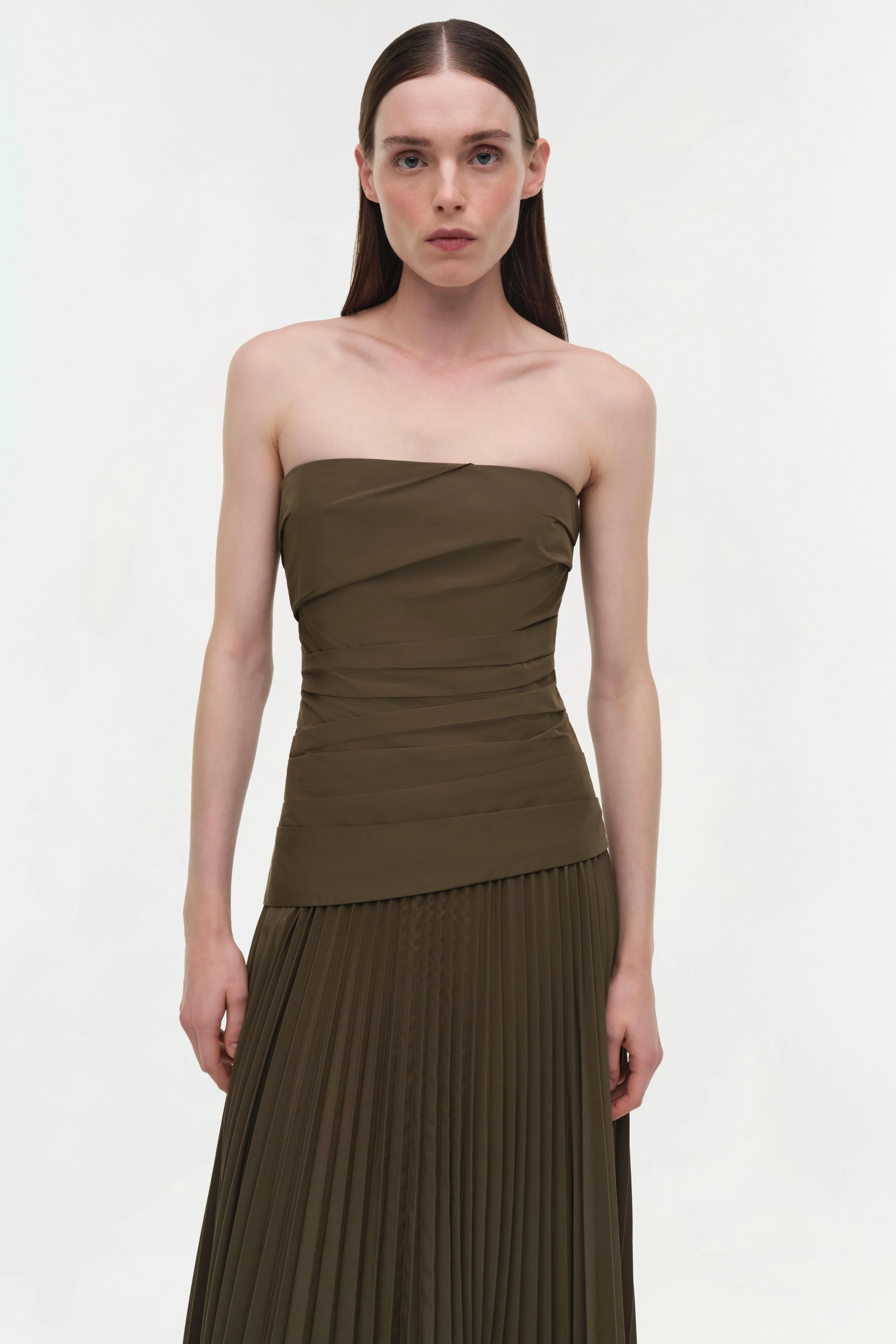 Arie Strapless Cotton Bustier Midi Dress - Image 3