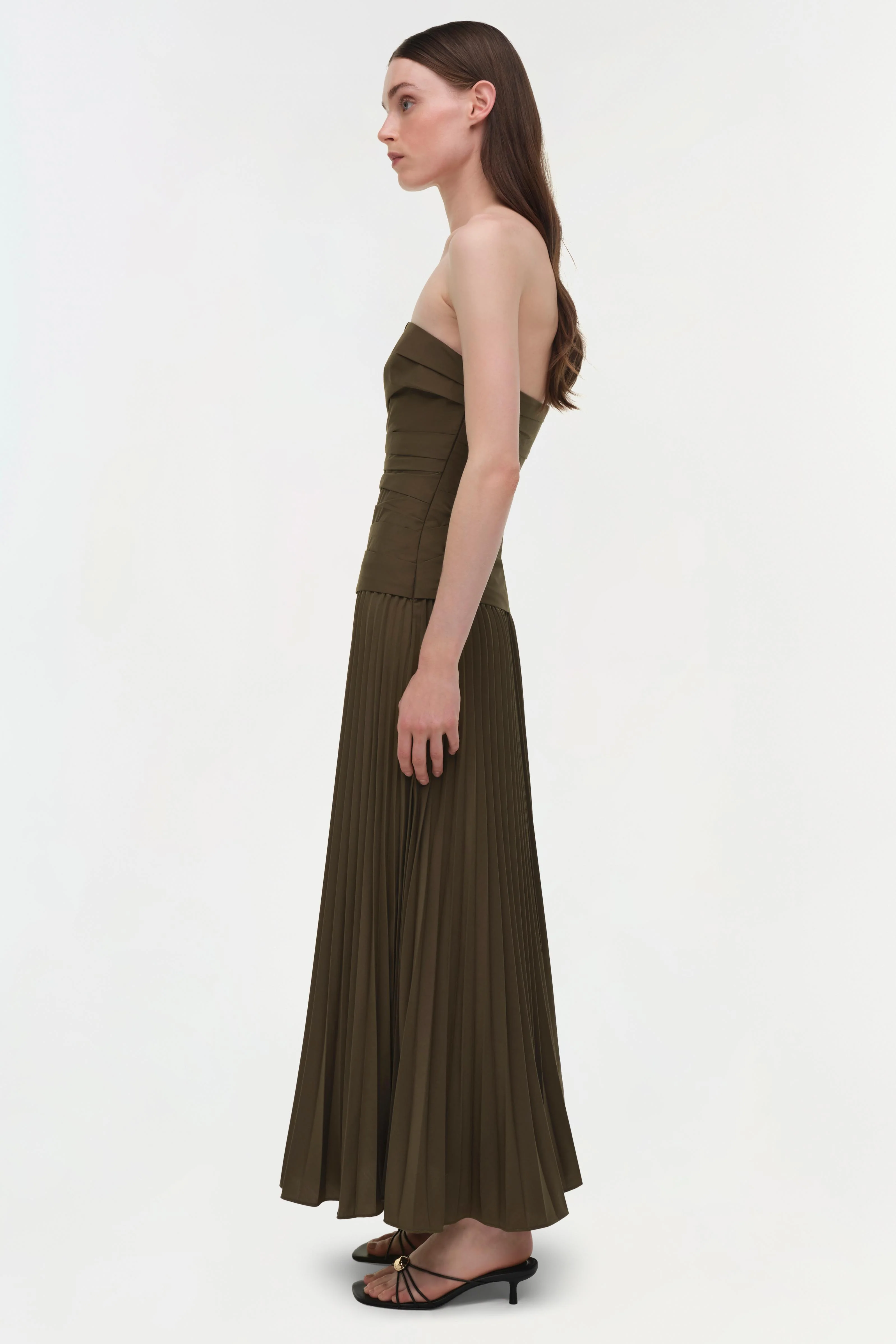 Arie Strapless Cotton Bustier Midi Dress - Image 4