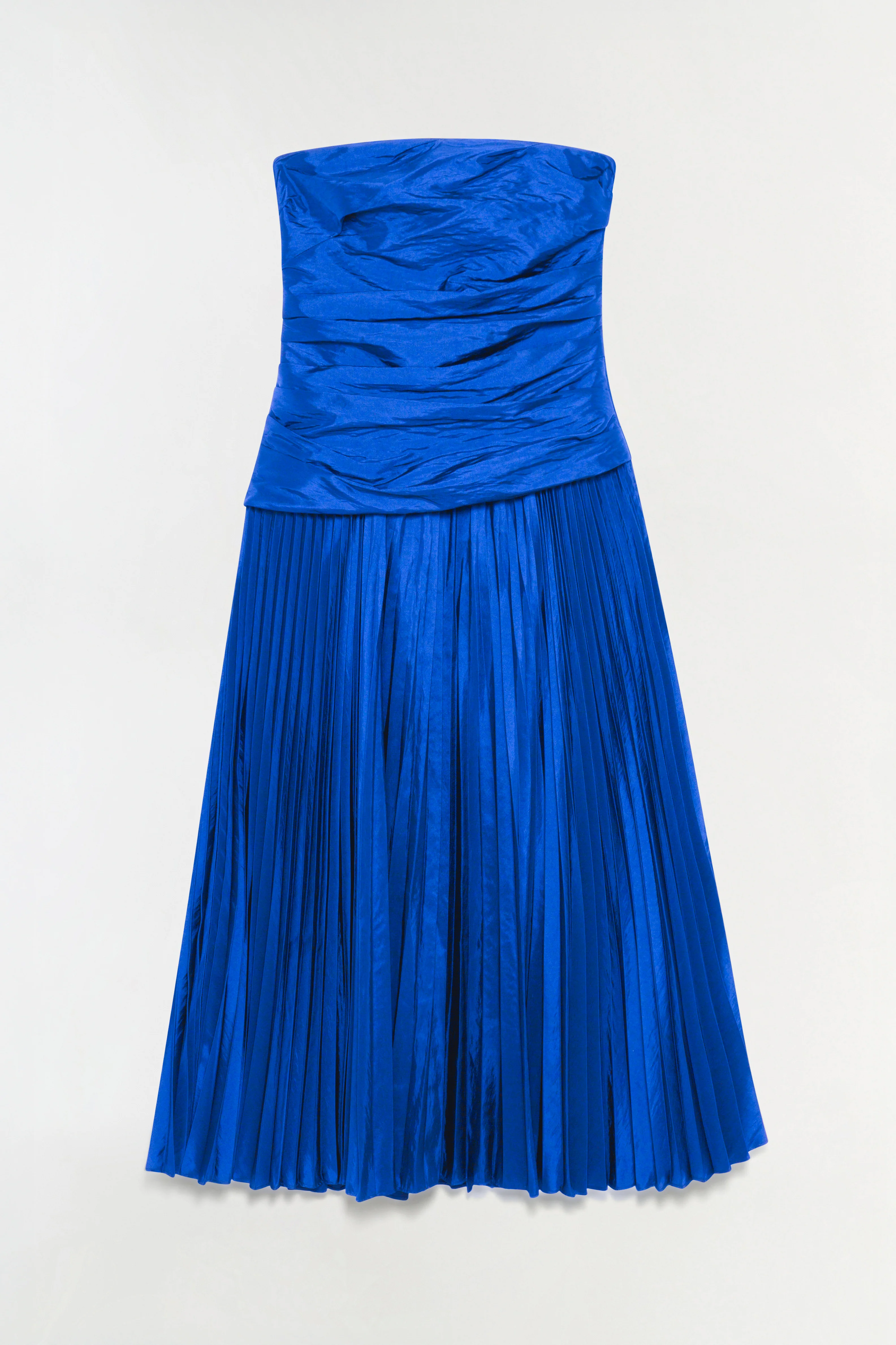 Arie Strapless Taffeta Bustier Midi Dress