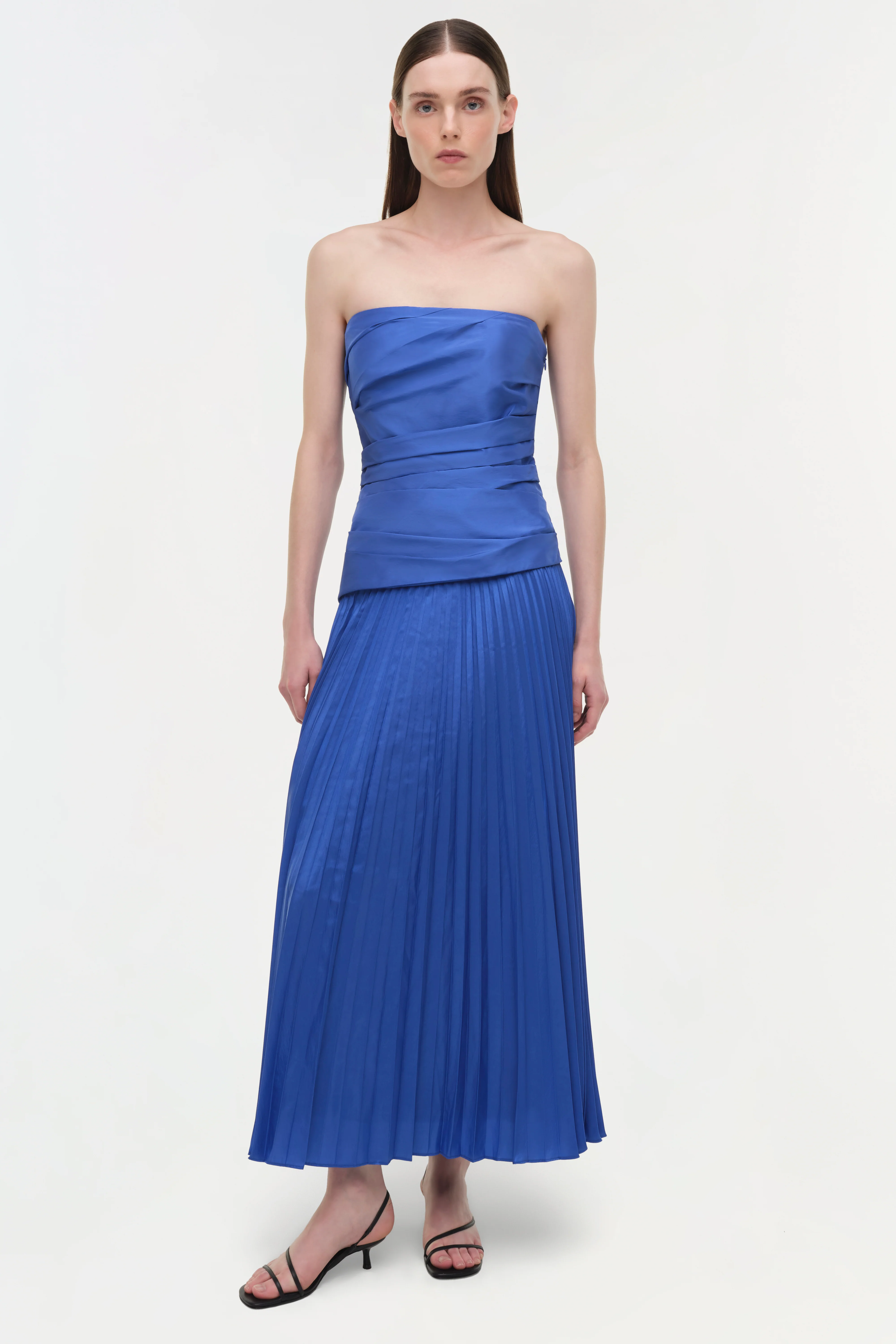 Arie Strapless Taffeta Bustier Midi Dress - Image 2