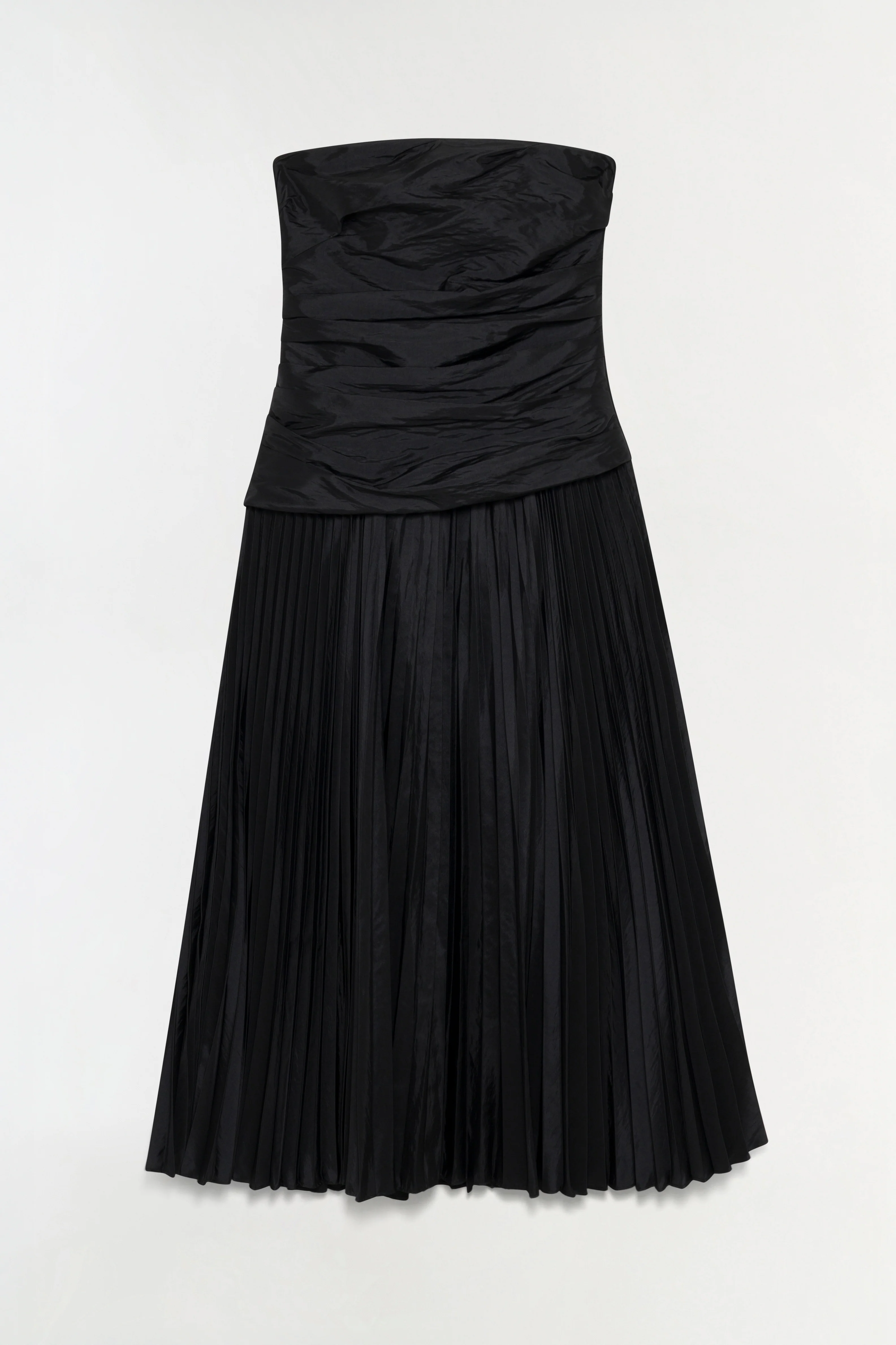 Arie Strapless Taffeta Bustier Midi Dress