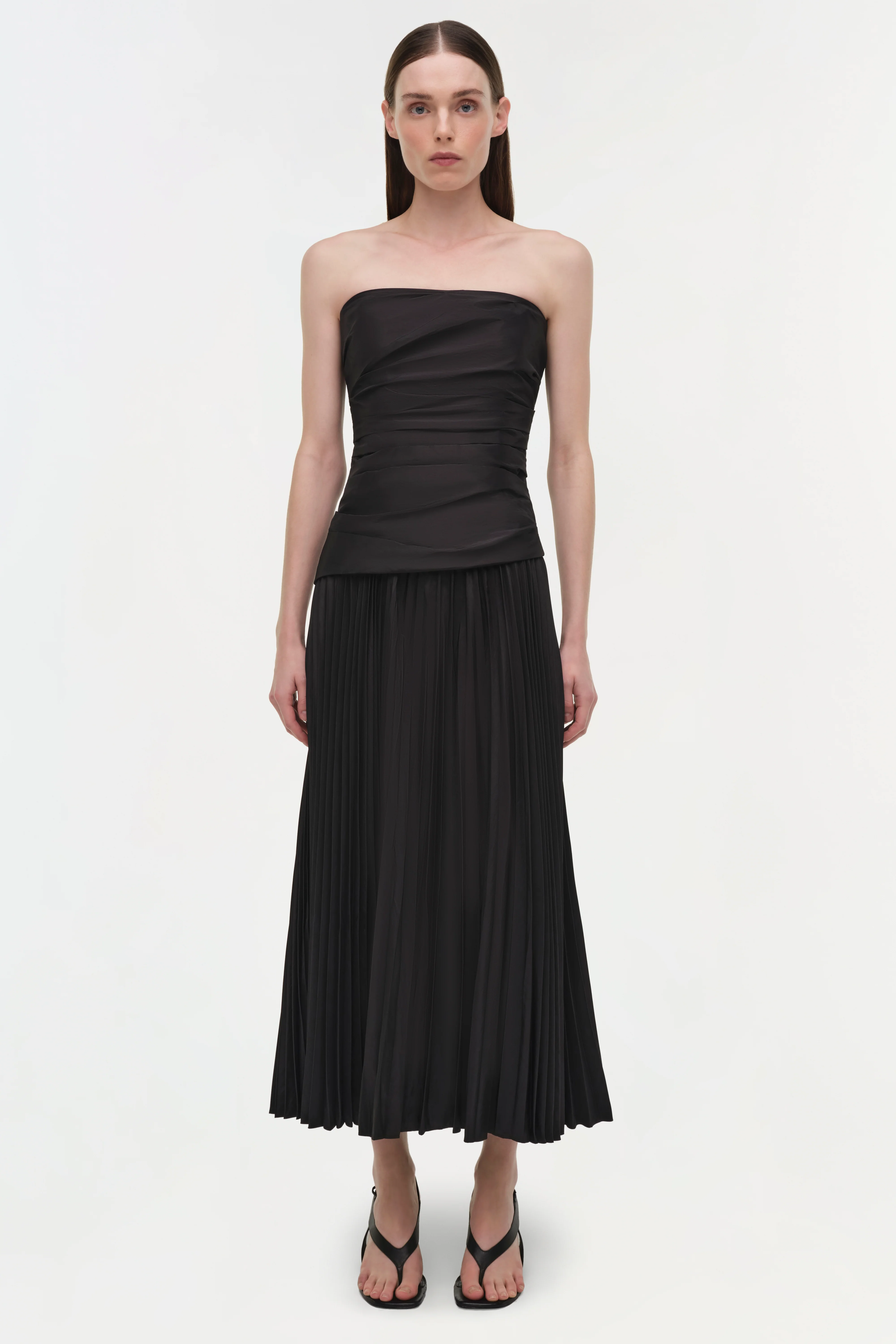 Arie Strapless Taffeta Bustier Midi Dress - Image 2