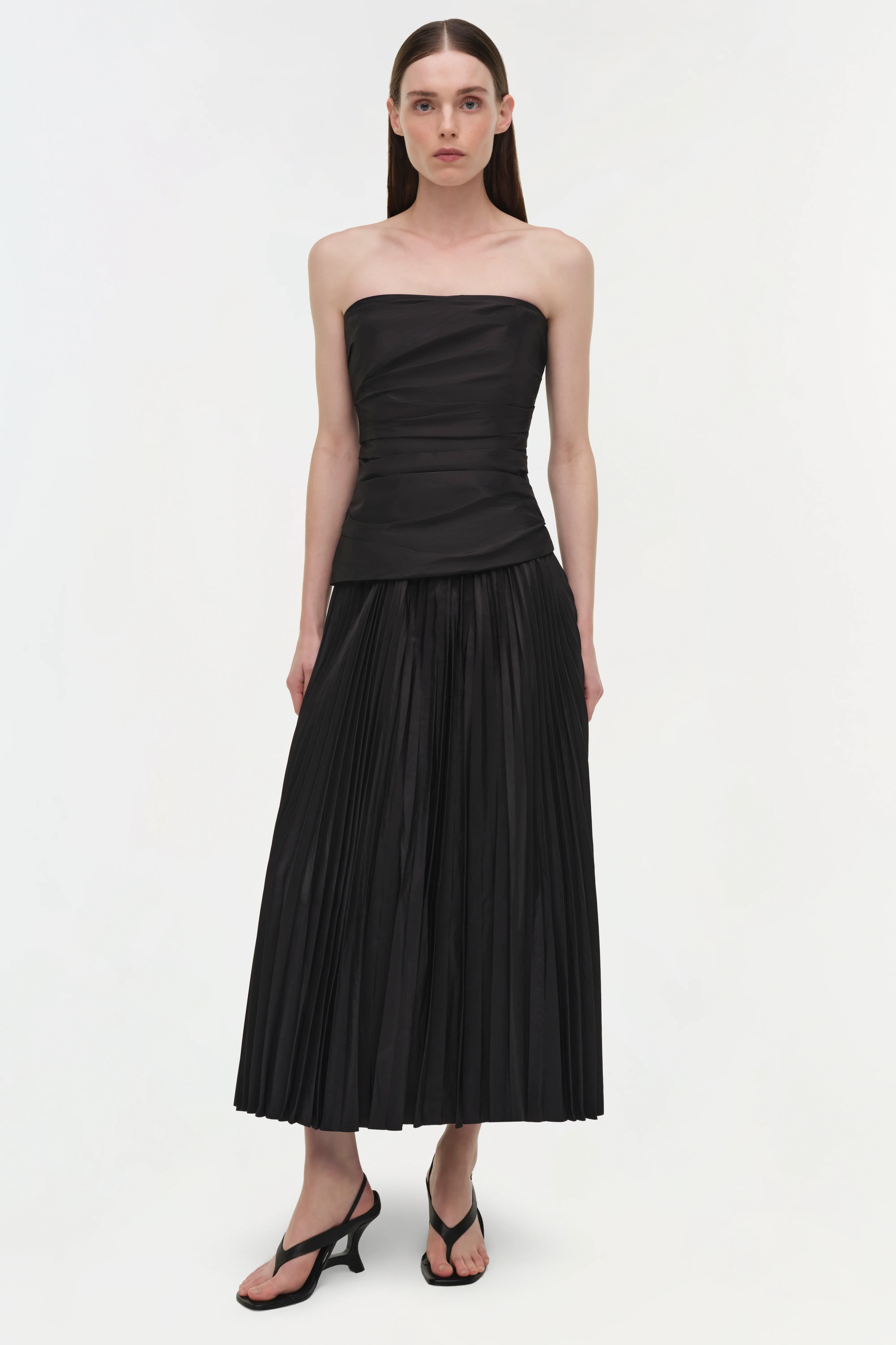 Arie Strapless Taffeta Bustier Midi Dress - Image 3