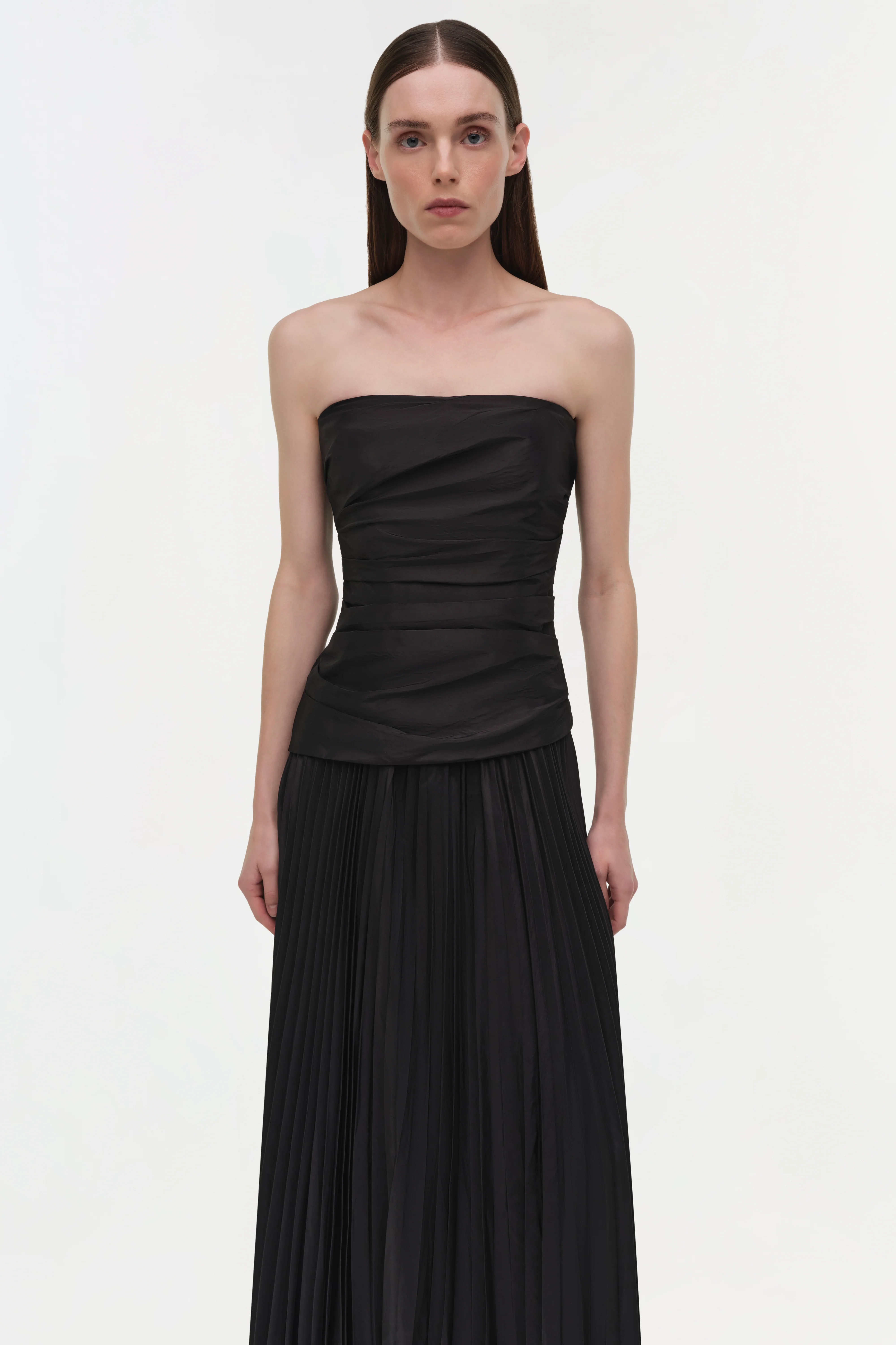 Arie Strapless Taffeta Bustier Midi Dress - Image 4