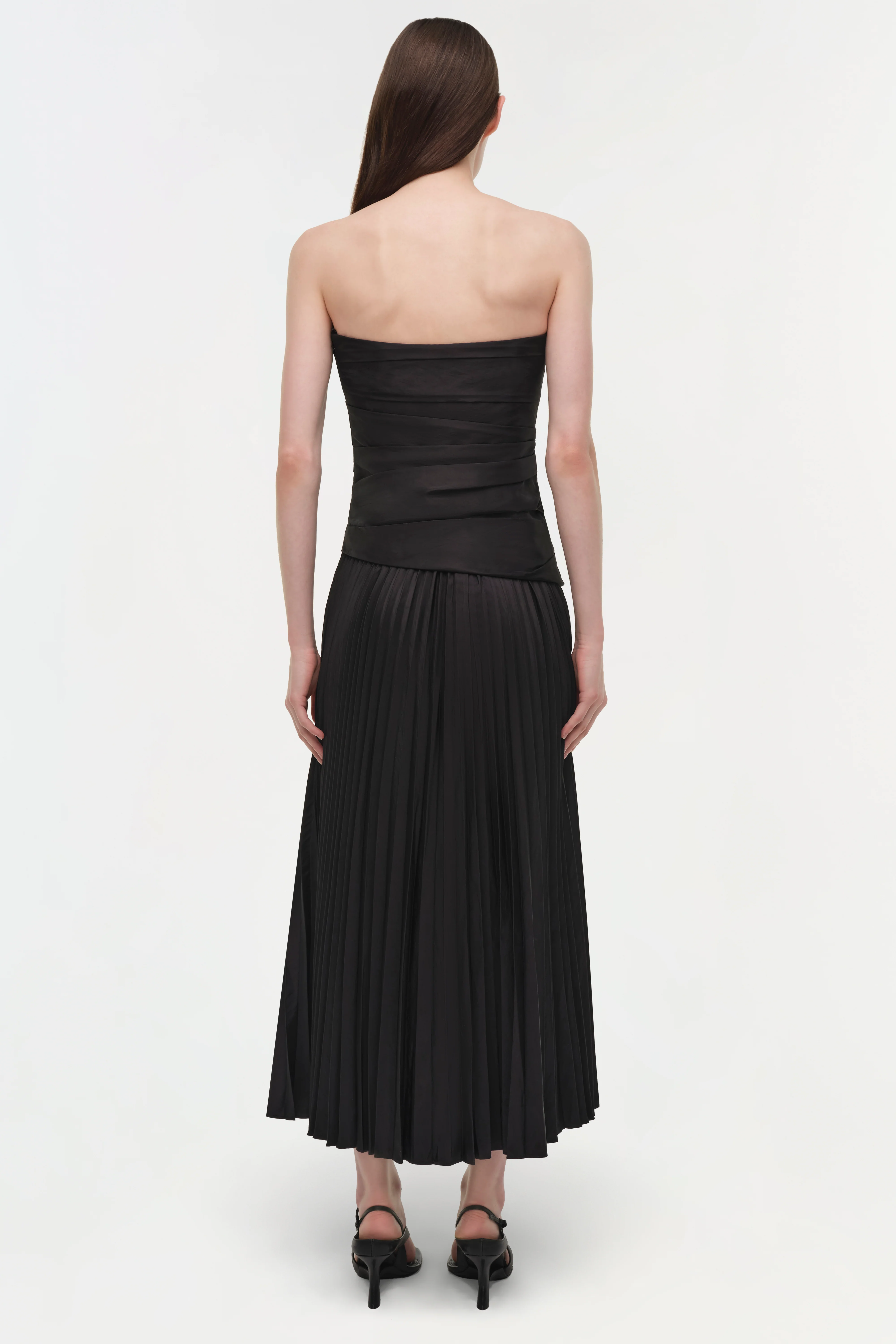 Arie Strapless Taffeta Bustier Midi Dress - Image 6
