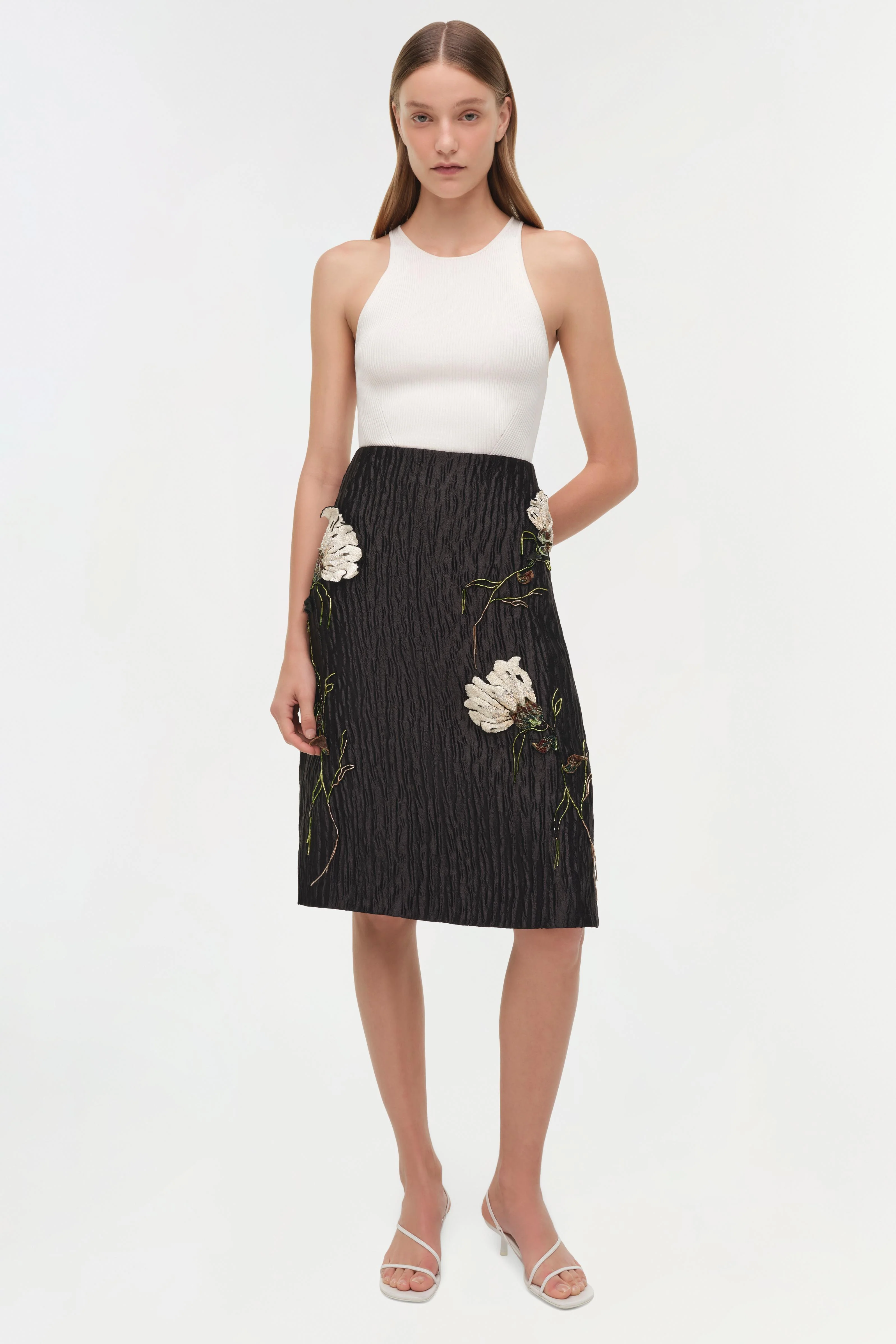Arla Floral Jacquard Midi Skirt - Image 2