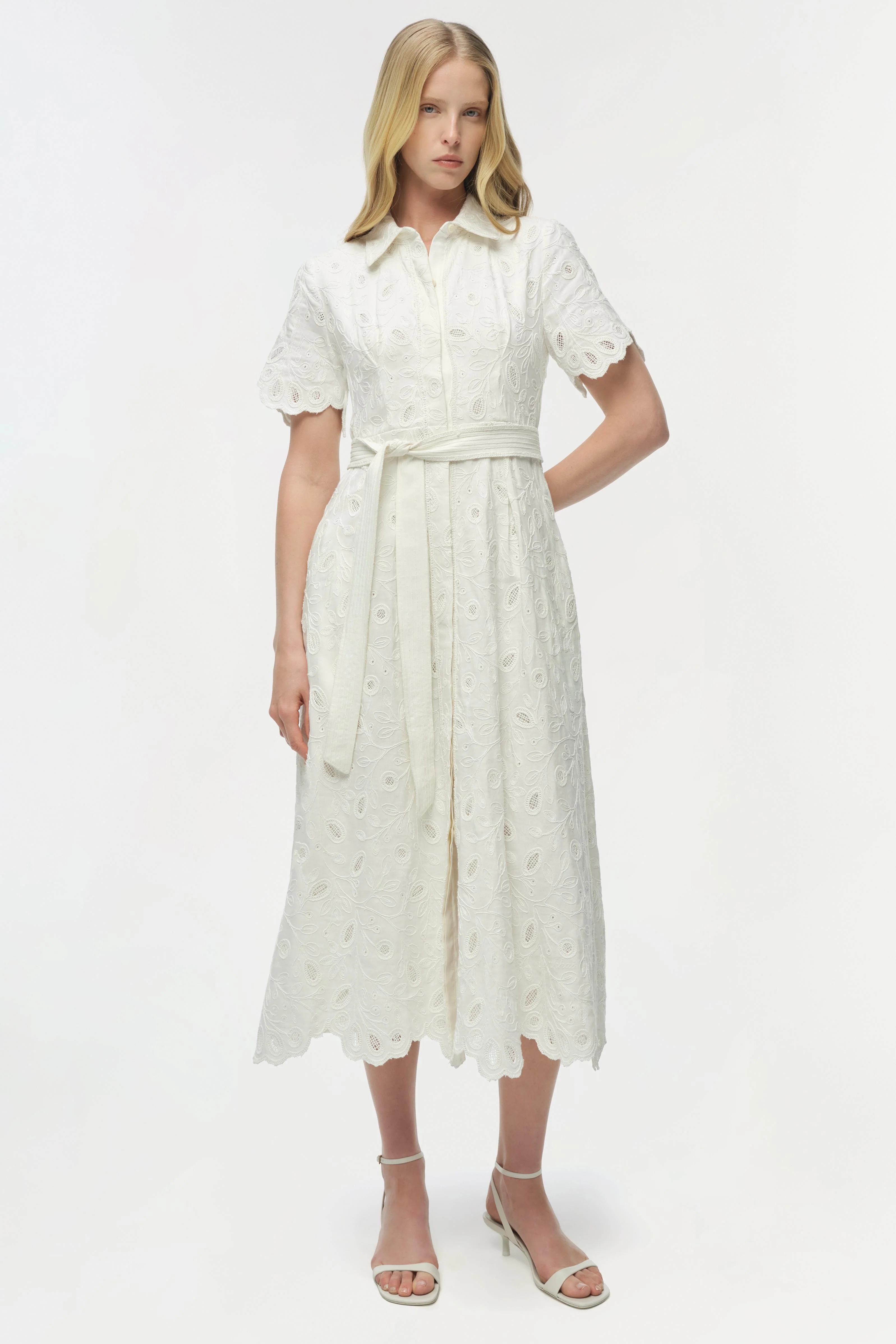 Audria Belted Linen Midi Dress - Image 2
