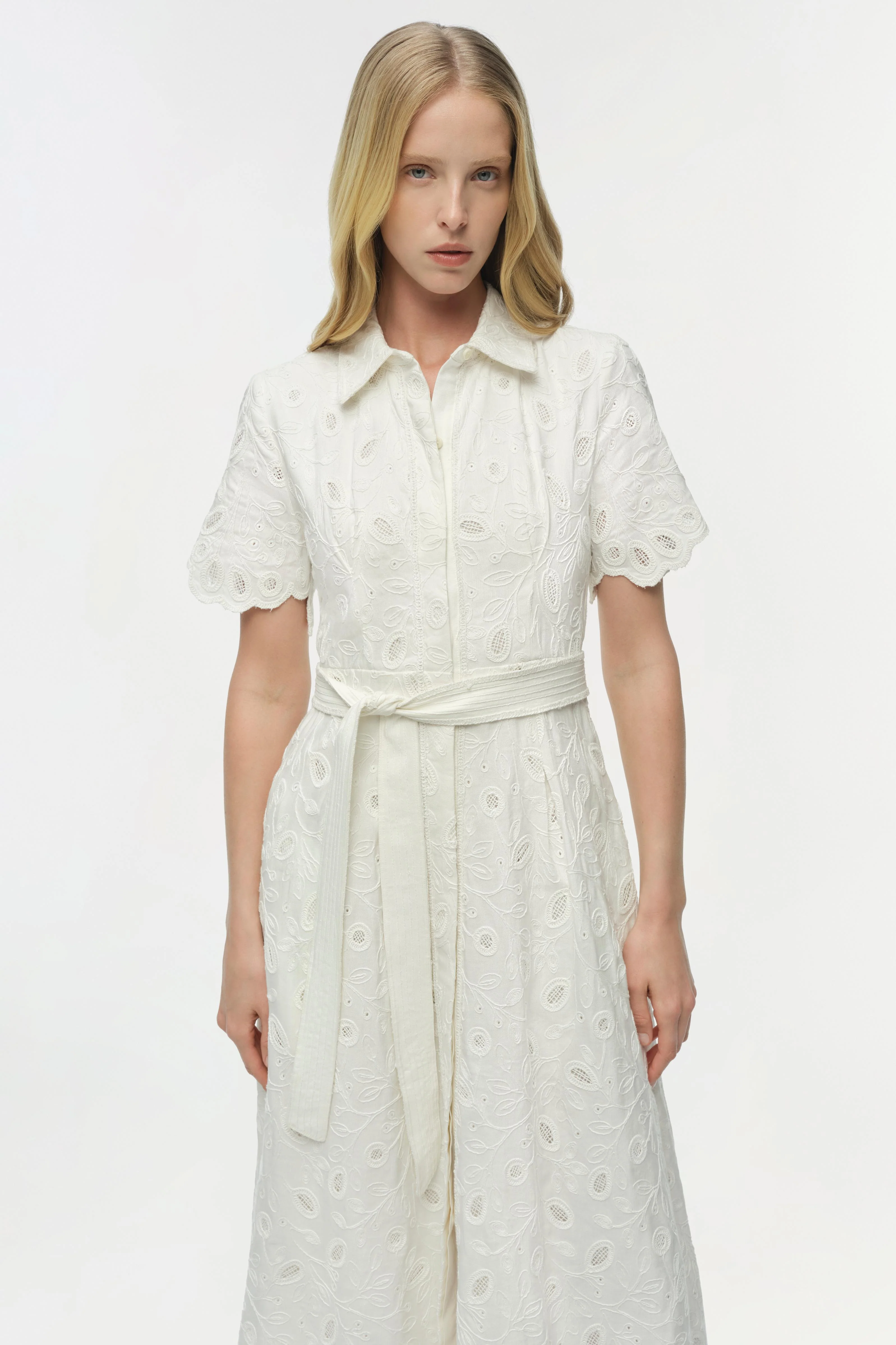Audria Belted Linen Midi Dress - Image 3