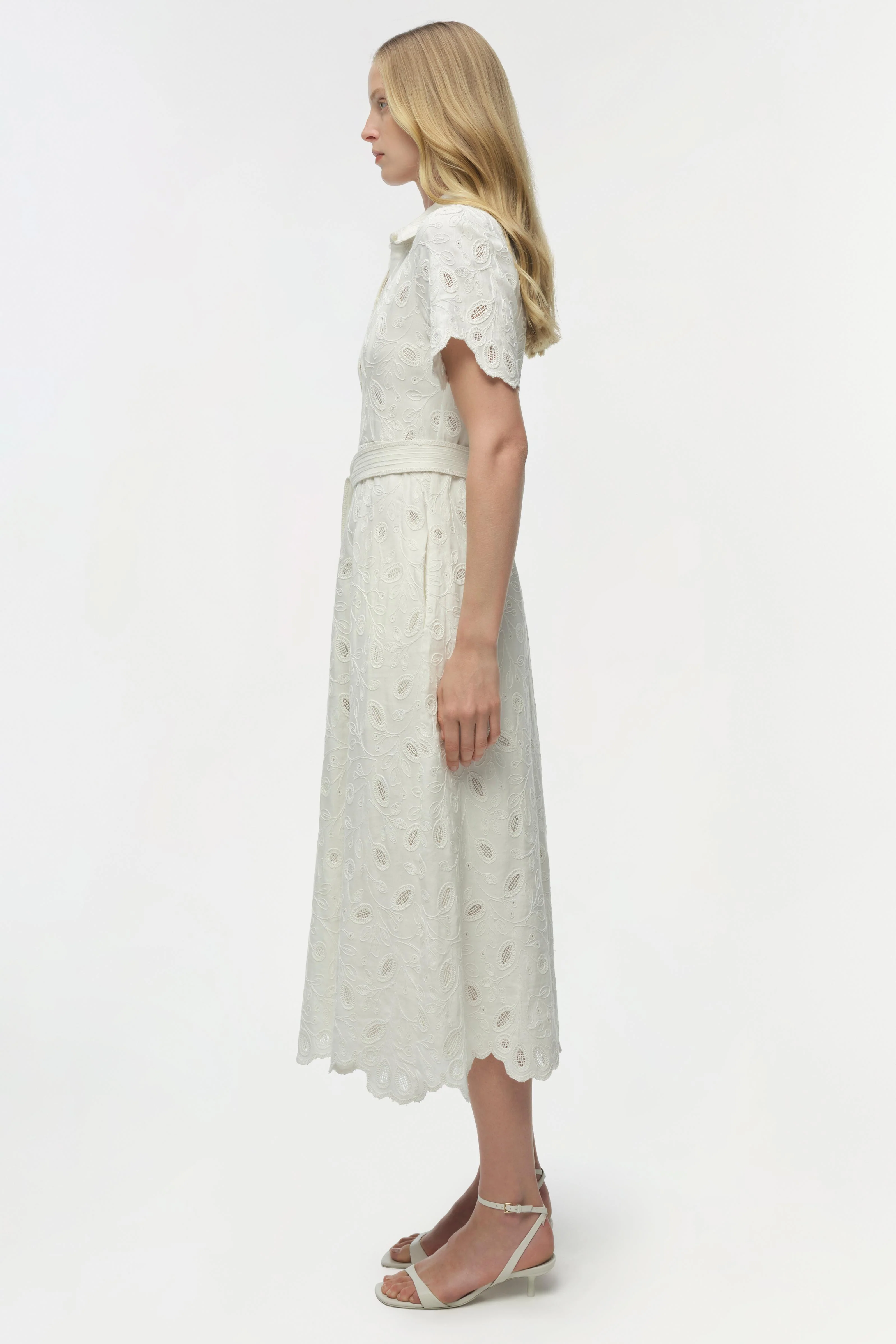 Audria Belted Linen Midi Dress - Image 5