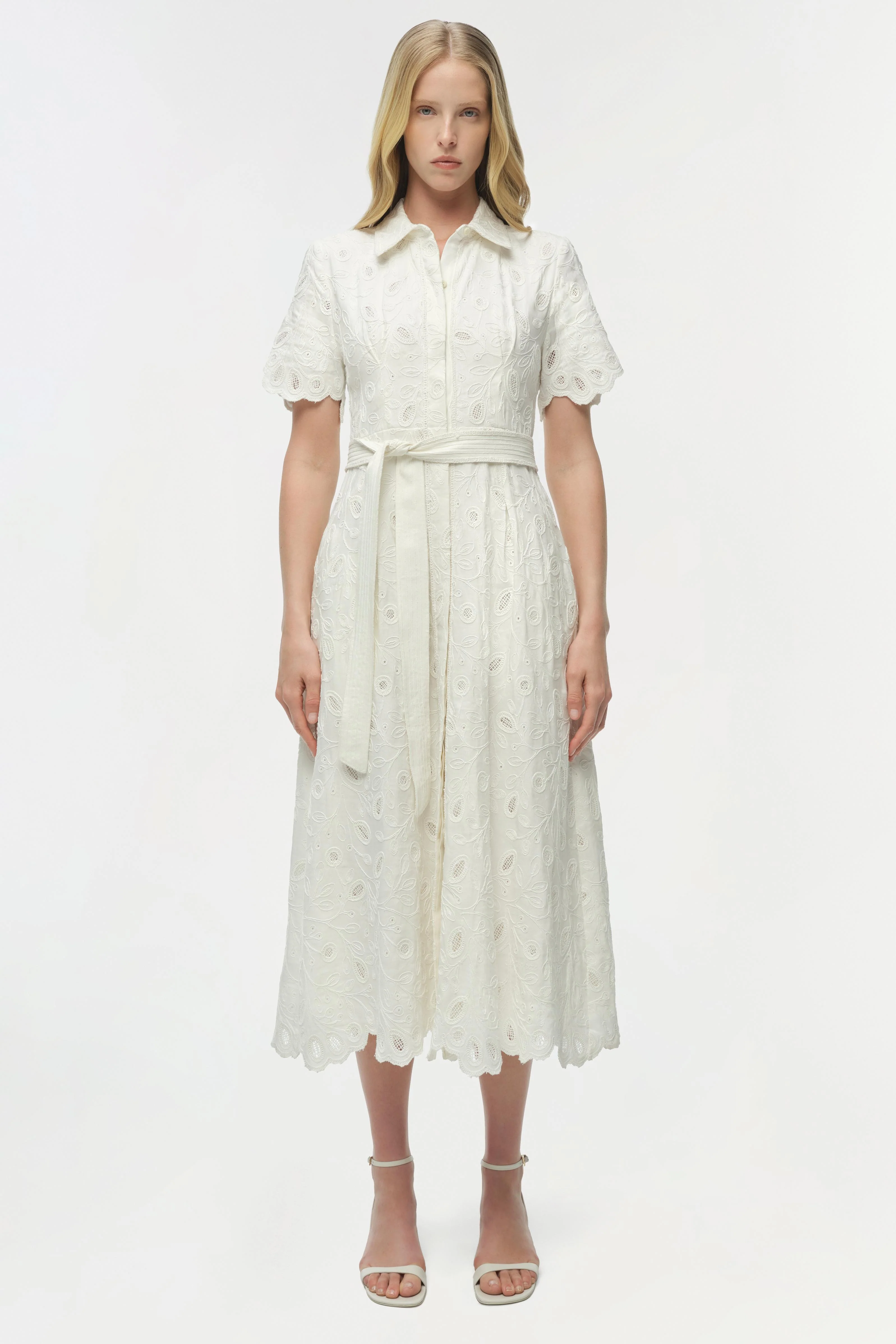 Audria Belted Linen Midi Dress - Image 7
