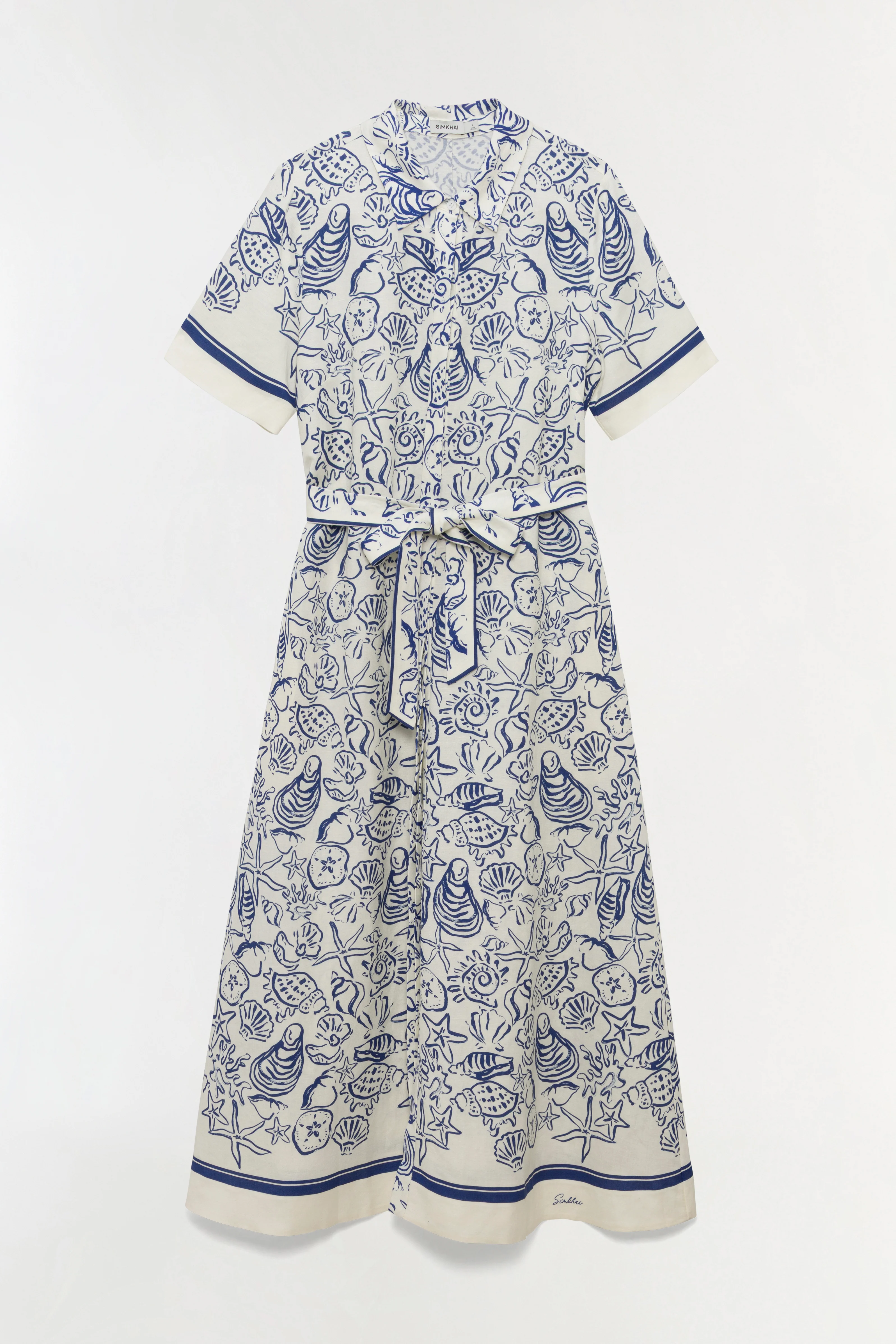 Audria Belted Linen Midi Dress