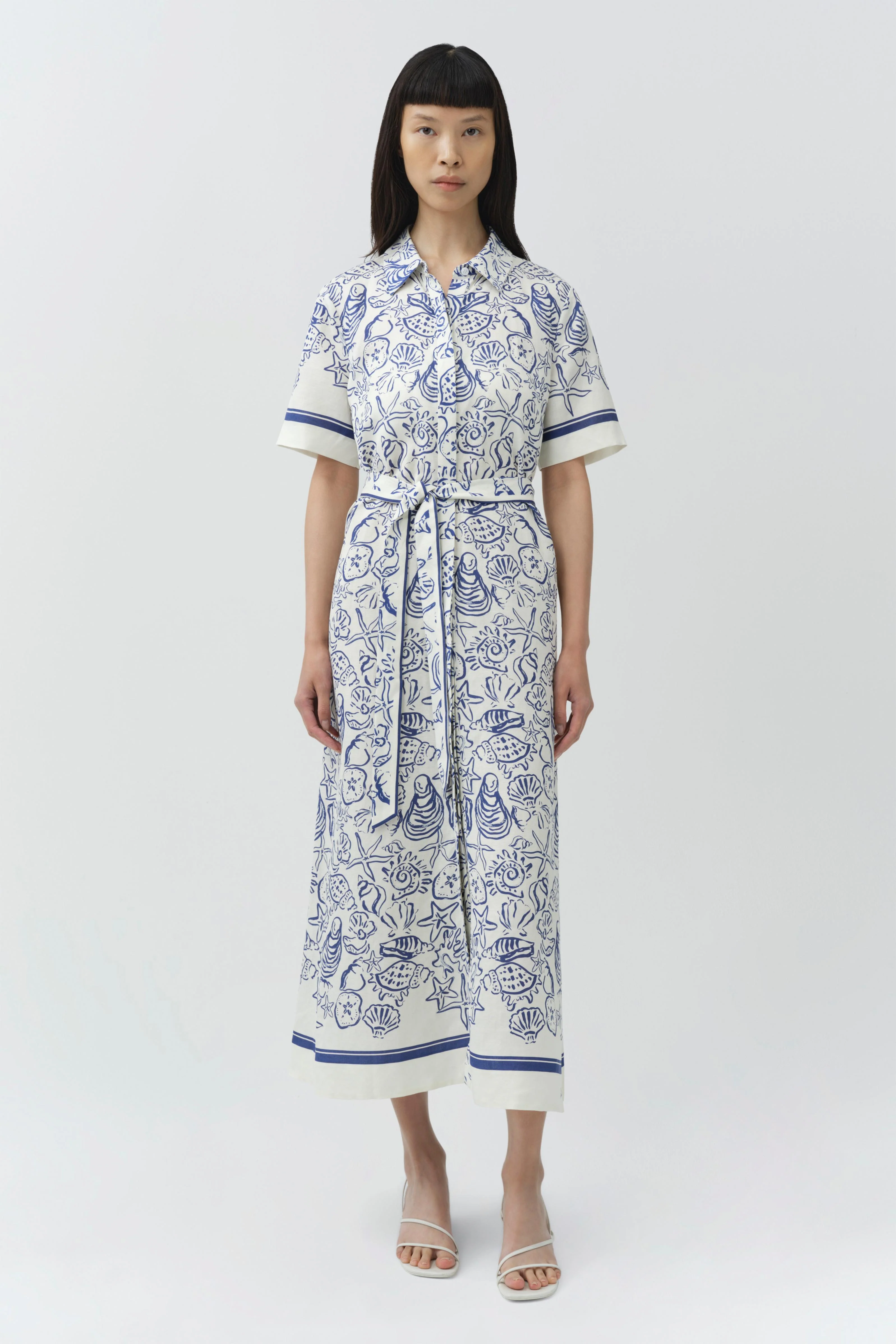 Audria Belted Linen Midi Dress - Image 2