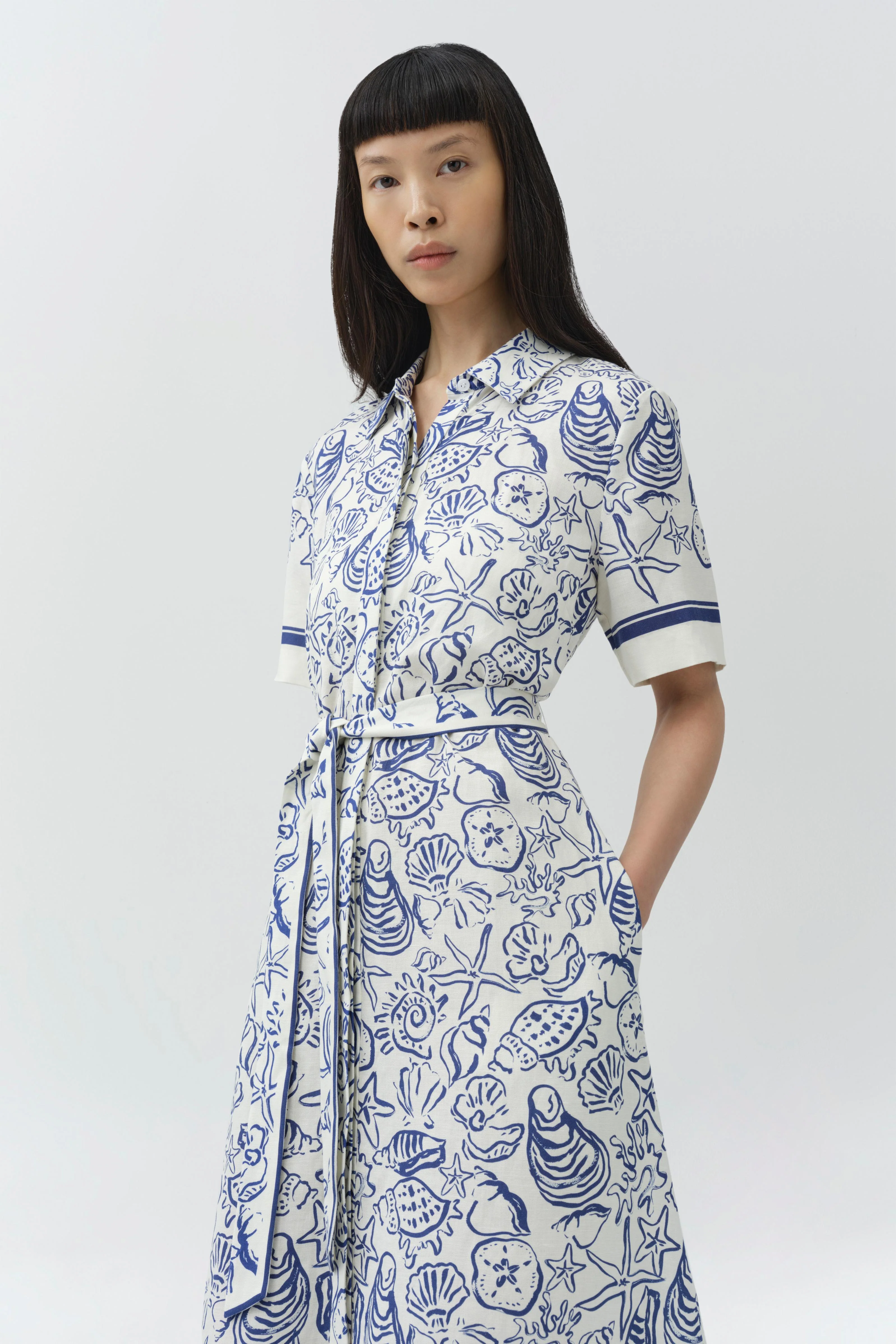 Audria Belted Linen Midi Dress - Image 3