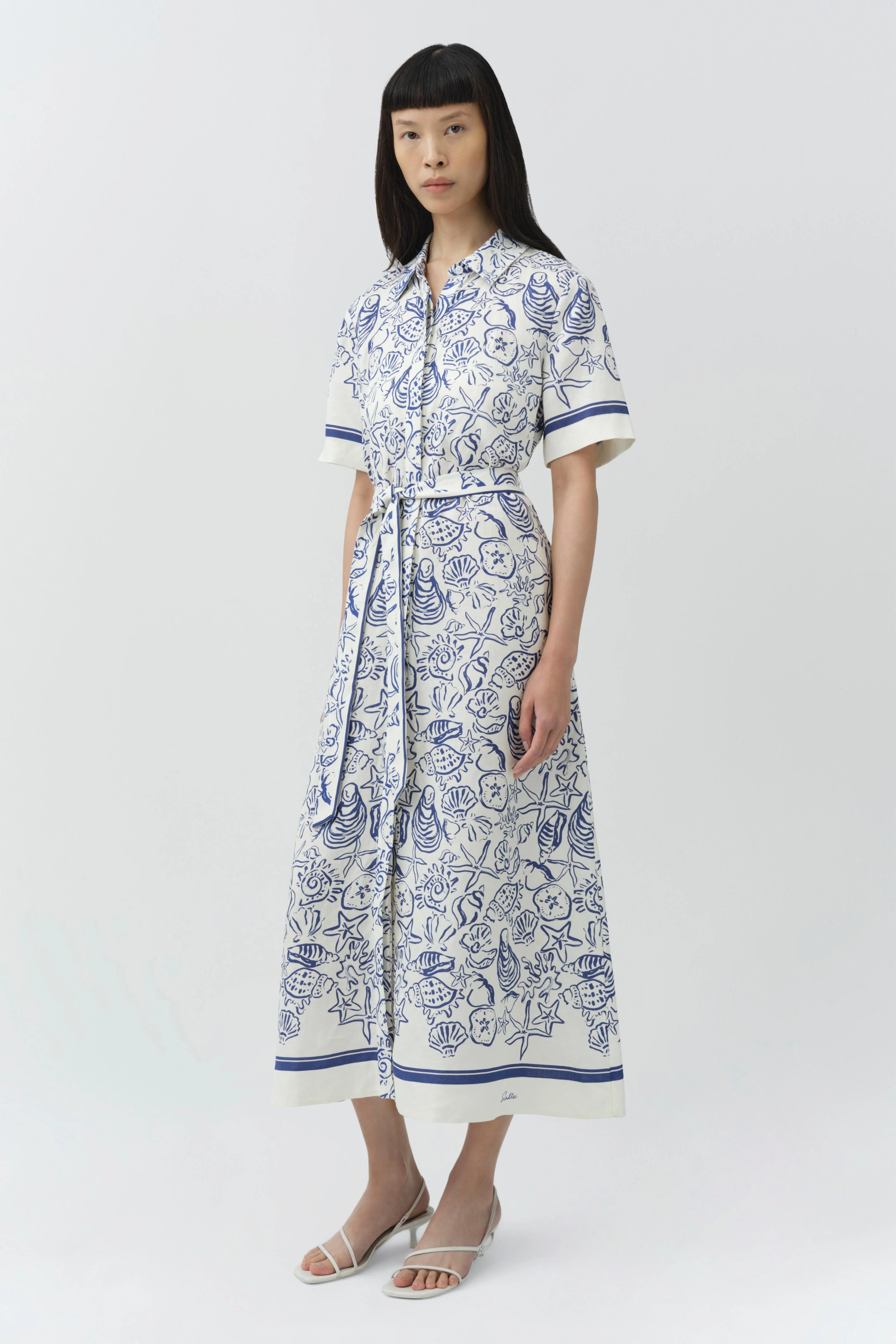 Audria Belted Linen Midi Dress - Image 4