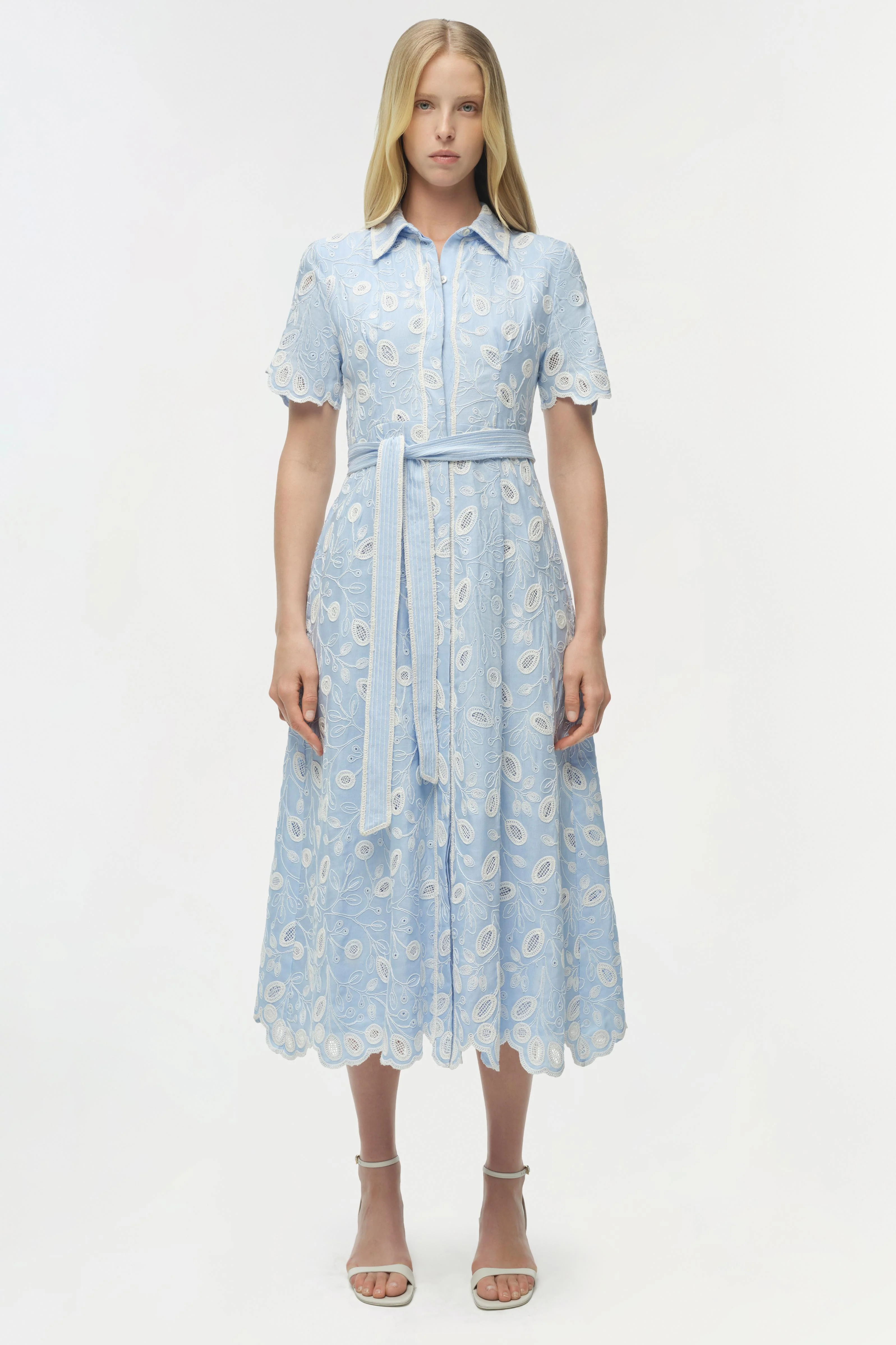 Audria Belted Linen Midi Dress - Image 6