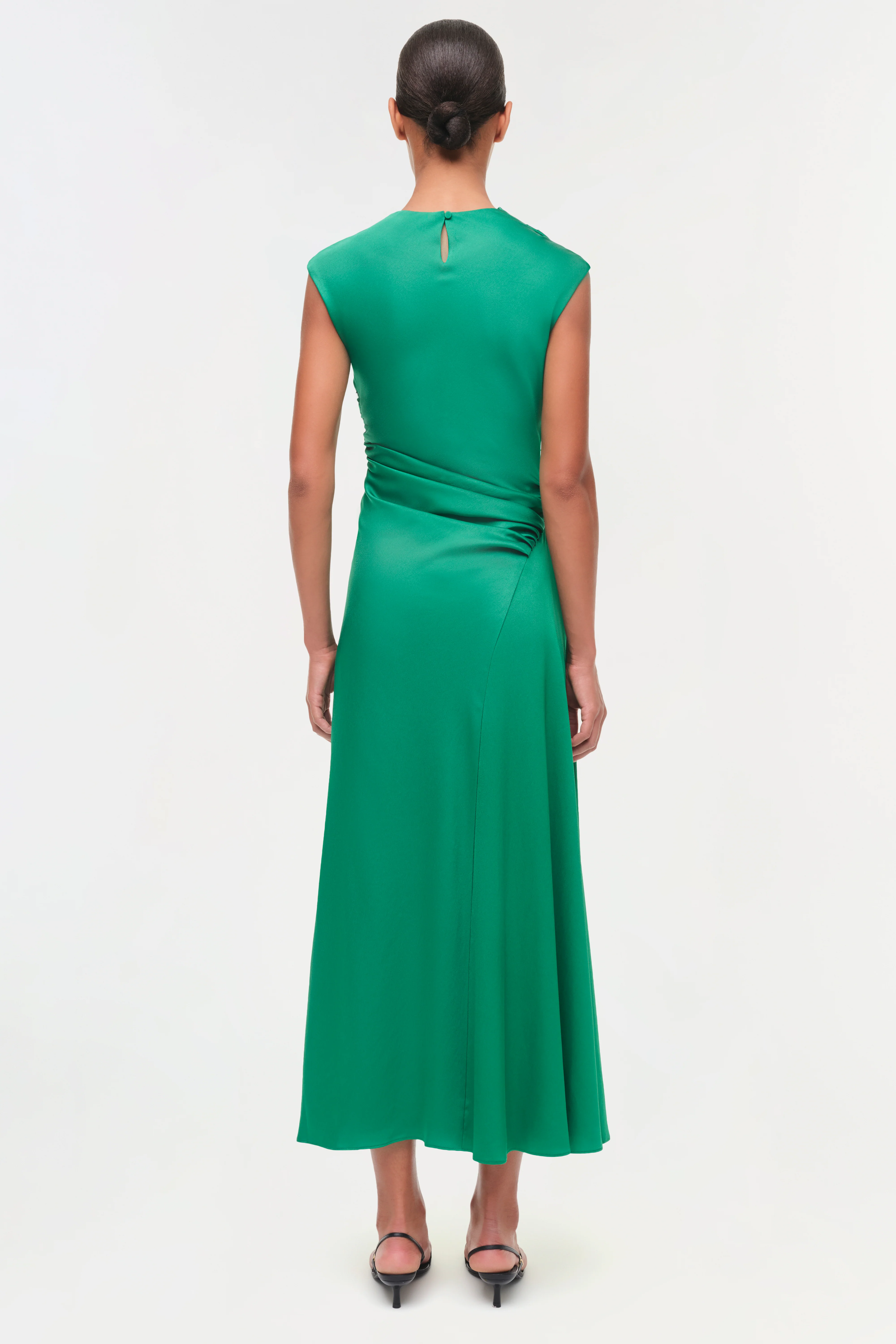 Burke Draped Satin Midi Dress - Image 5