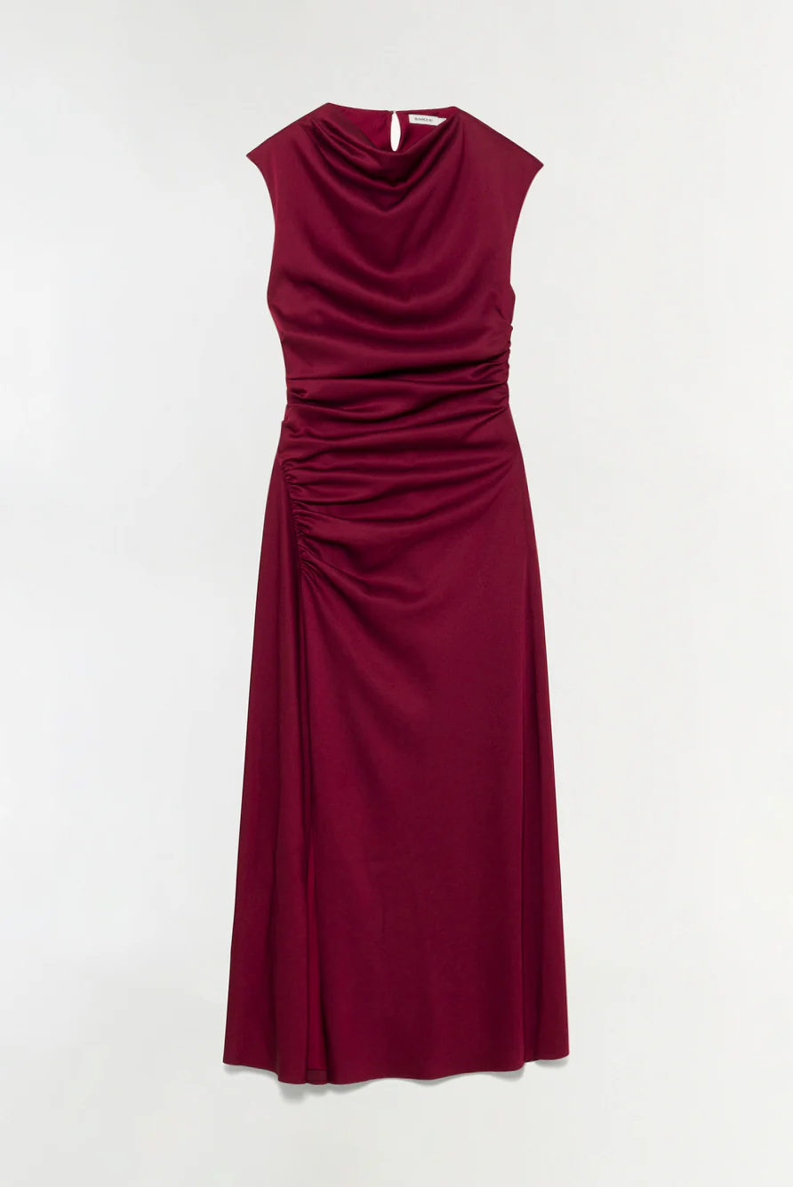 Burke Draped Satin Midi Dress